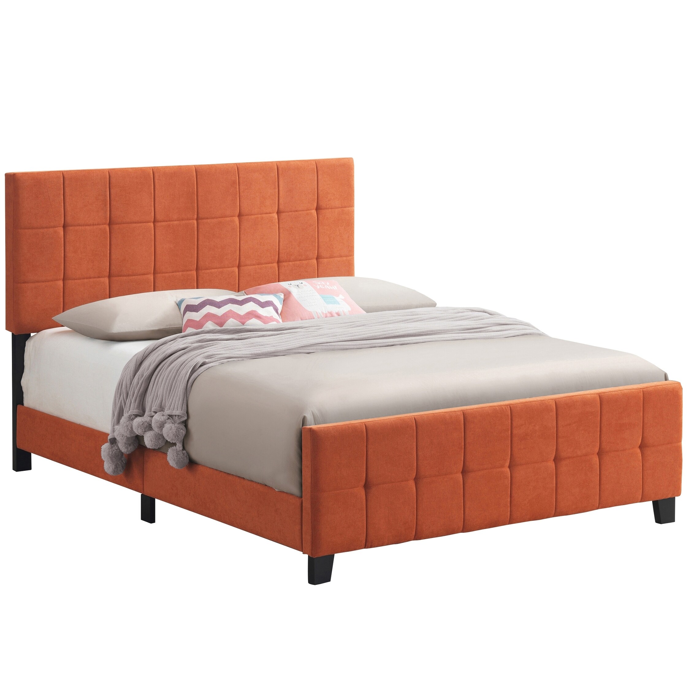 Modern Elegant Design Orange Upholstered Bed