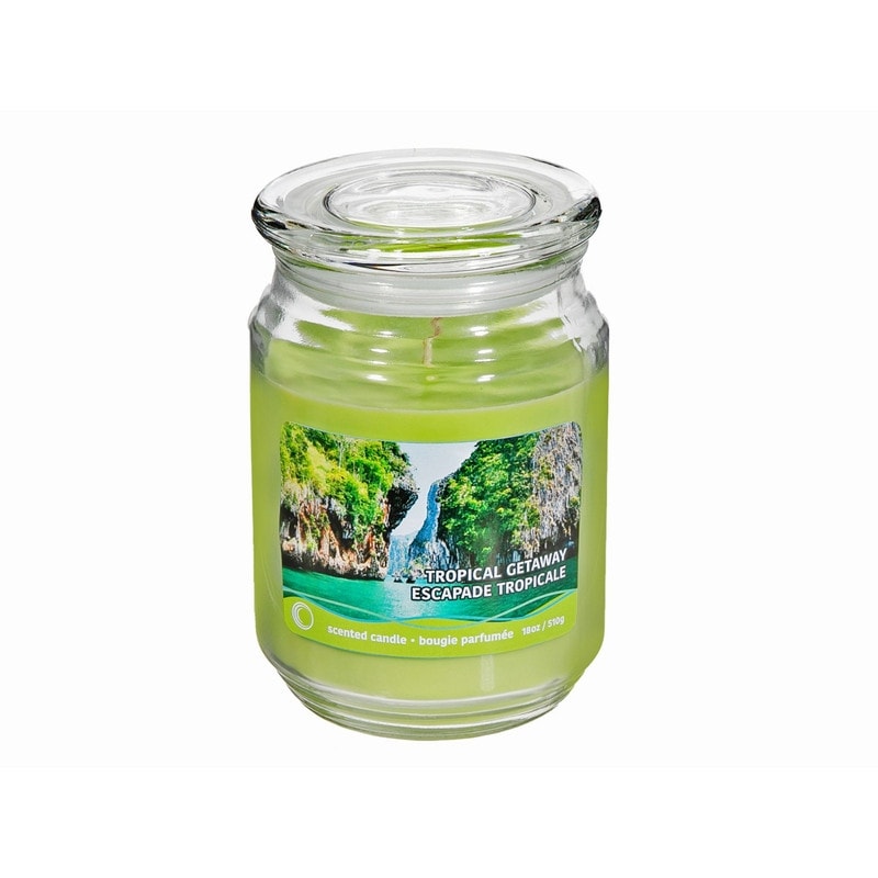 18 Oz Scented Jar With Glass Lid (Tropical Getaway) - Set of 2