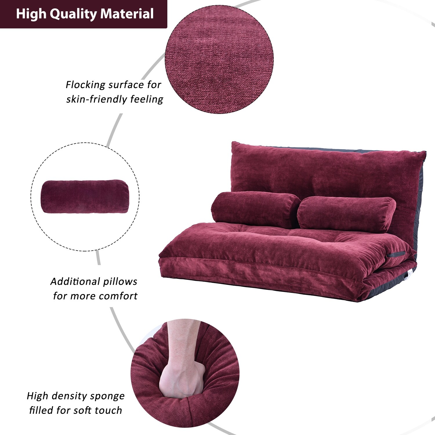 TiramisuBest Antique Navy Blue Adjustable Folding Lounge Sofa Bed