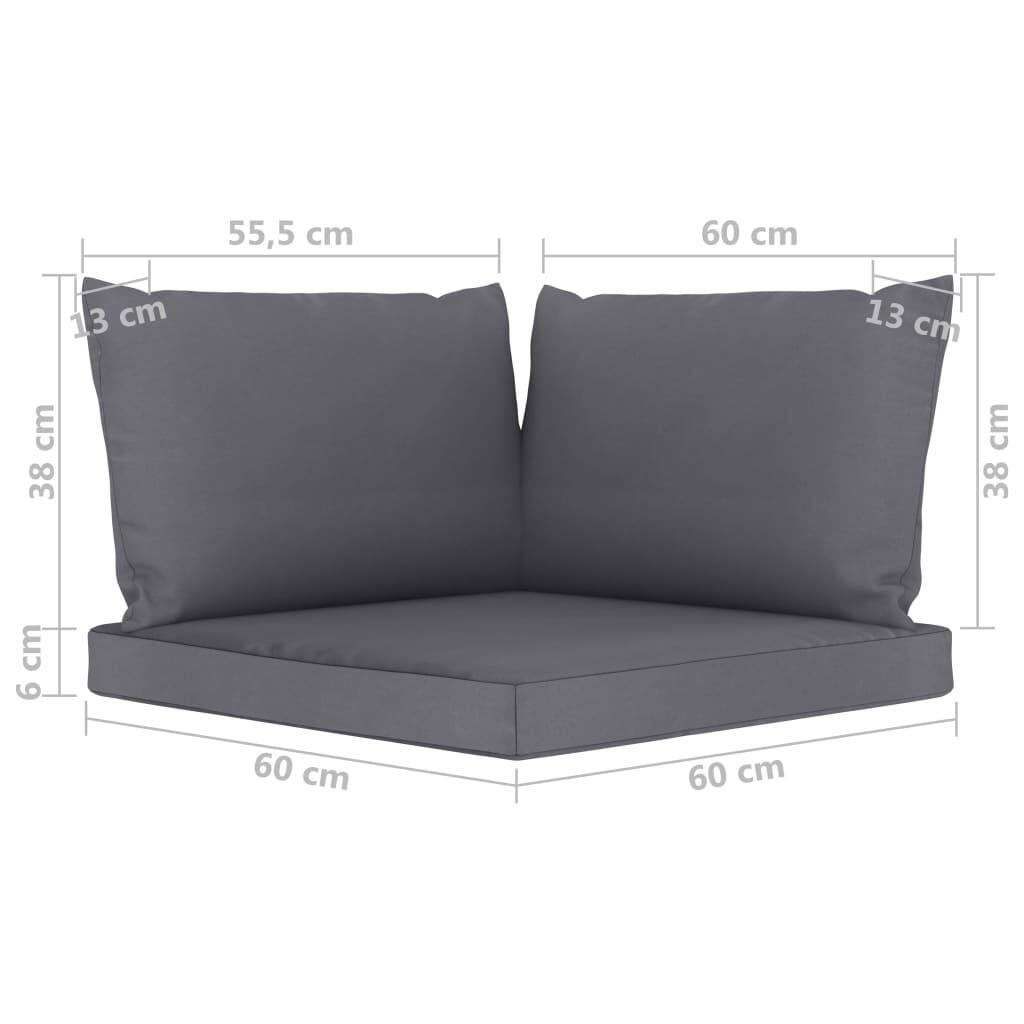 vidaXL Pallet Cushions 3 pcs Anthracite Oxford Fabric - 23.6" x 23.6" x 2.4"