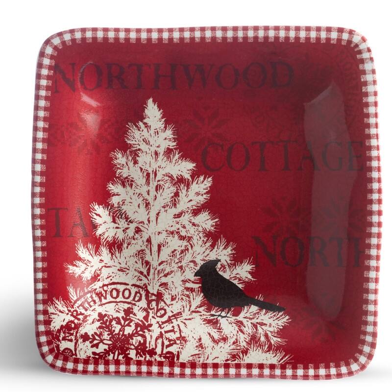 222 Fifth Northwood Cottage 12 Piece Dinnerware Set, Red