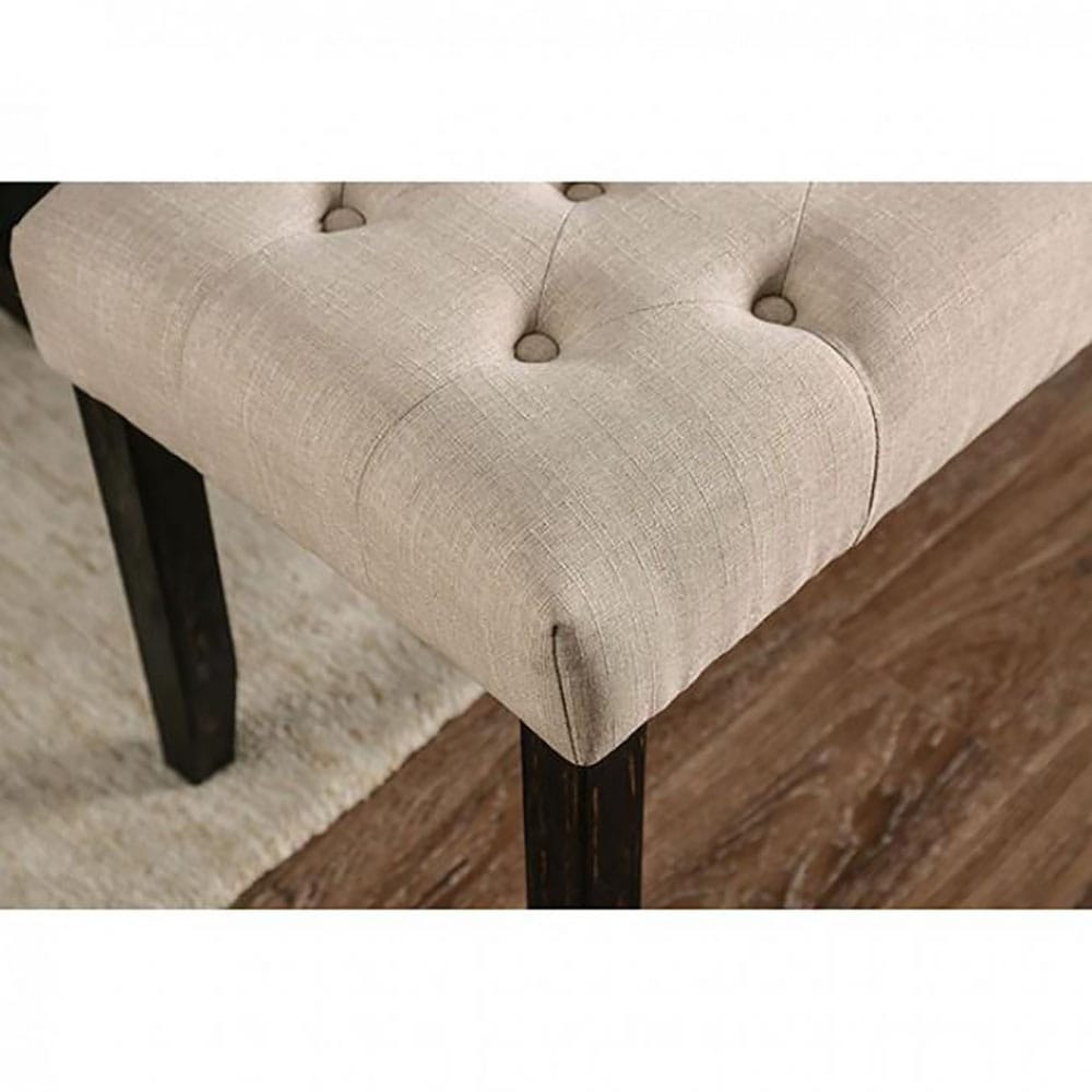 Fabric and Wood Dining Bench