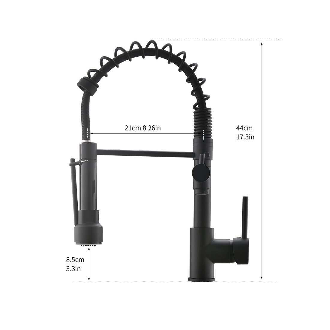 Black Kitchen Faucet Pull Down 2 Function Spray - 8.26*3.3*17.3
