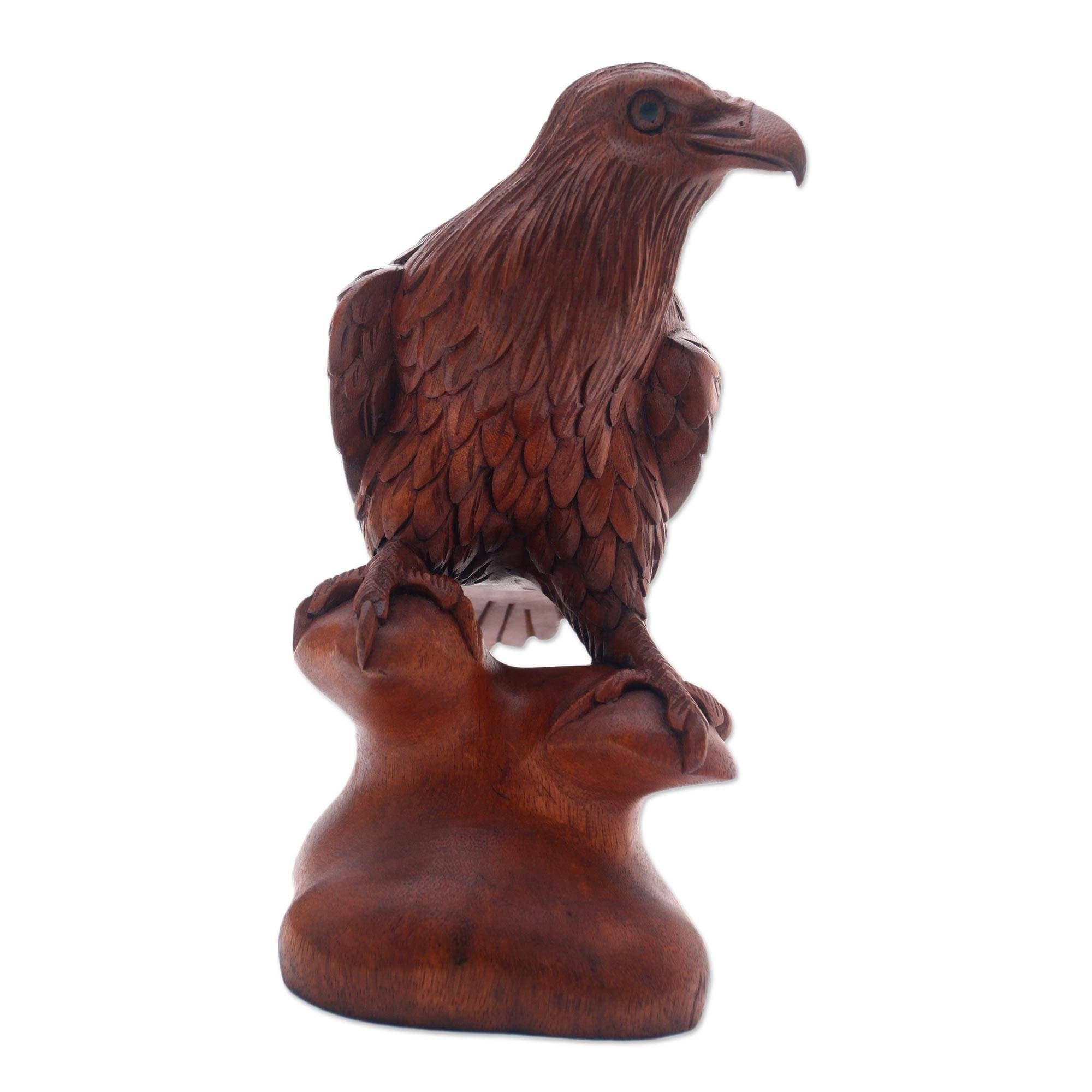 Novica Handmade Noble Eagle Wood Sculpture - 10.25" H x 3.9" W x 6" D