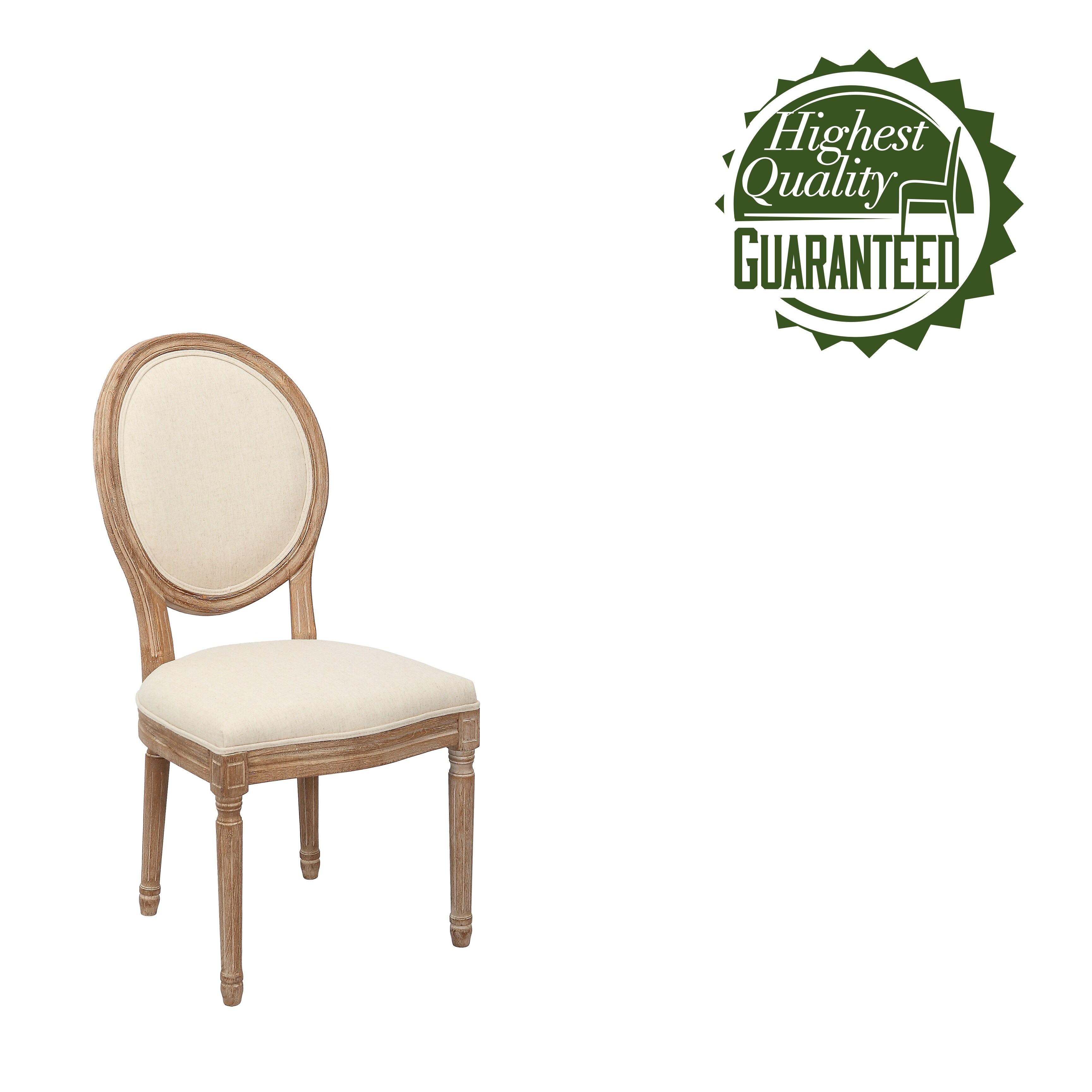 Porthos Home Myles Dining Chairs Set of 2, Circular Back, Linen Upholstery, Elm Wood Frame