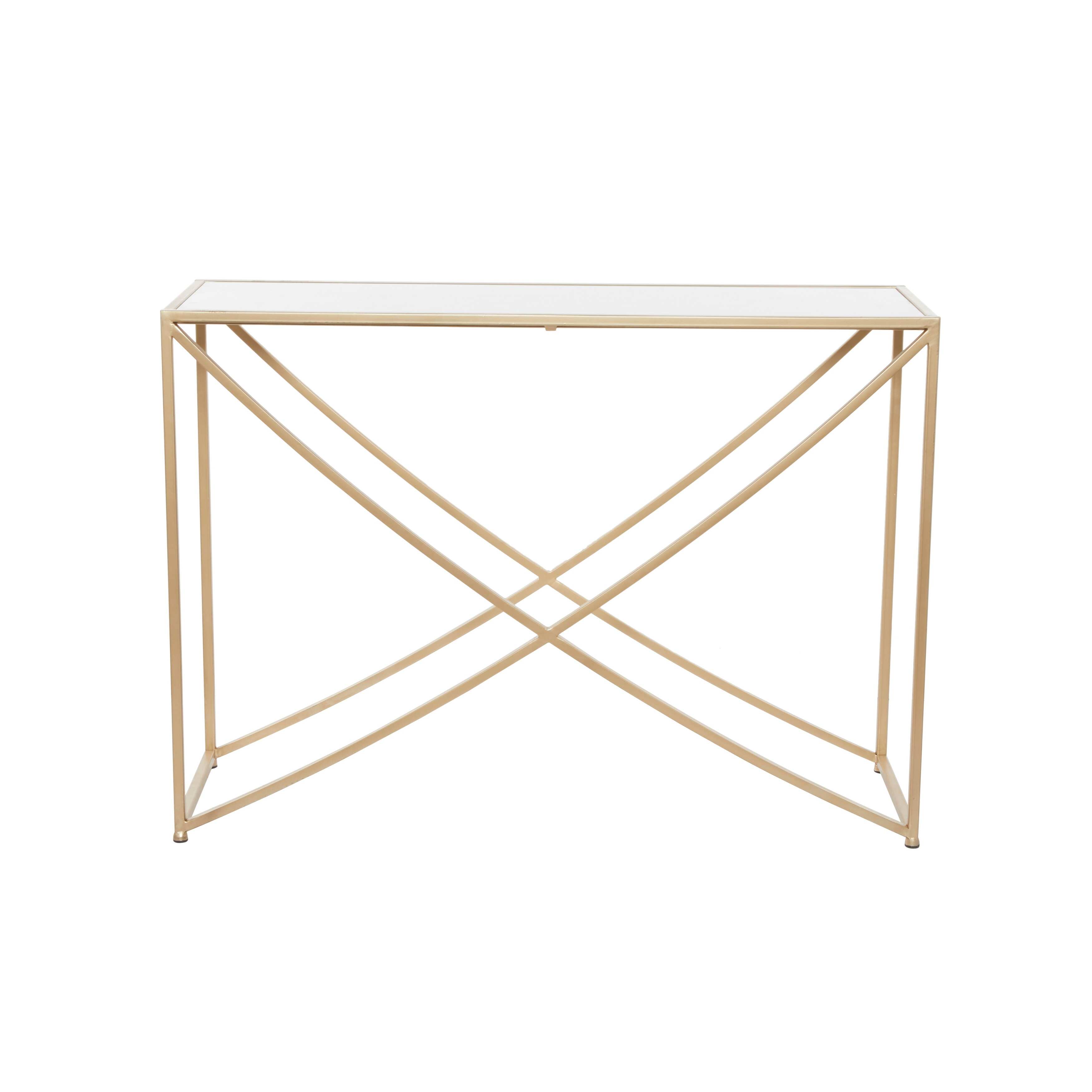 Gold Metal Contemporary Console Table - 42 x 15 x 30