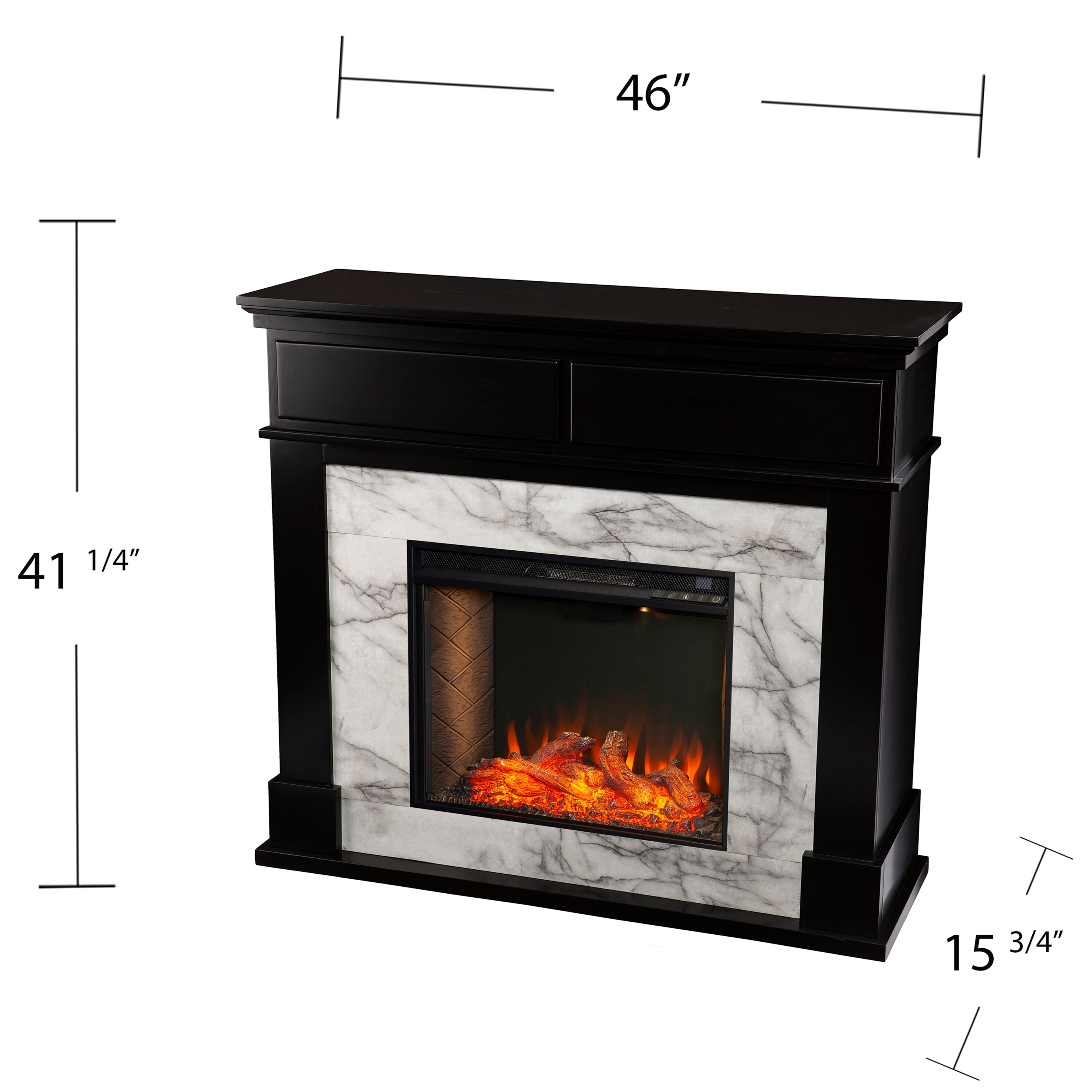 SEI Furniture Panamint Black Wood Alexa-Enabled Electric Fireplace