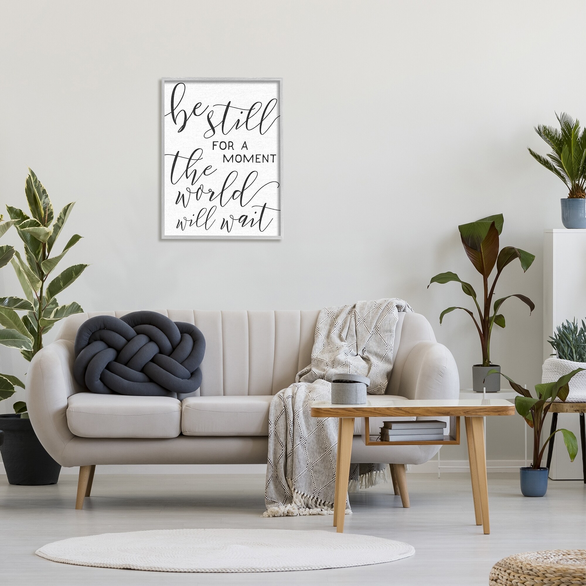 Be Still The World Will Wait Typography Framed Wall Art