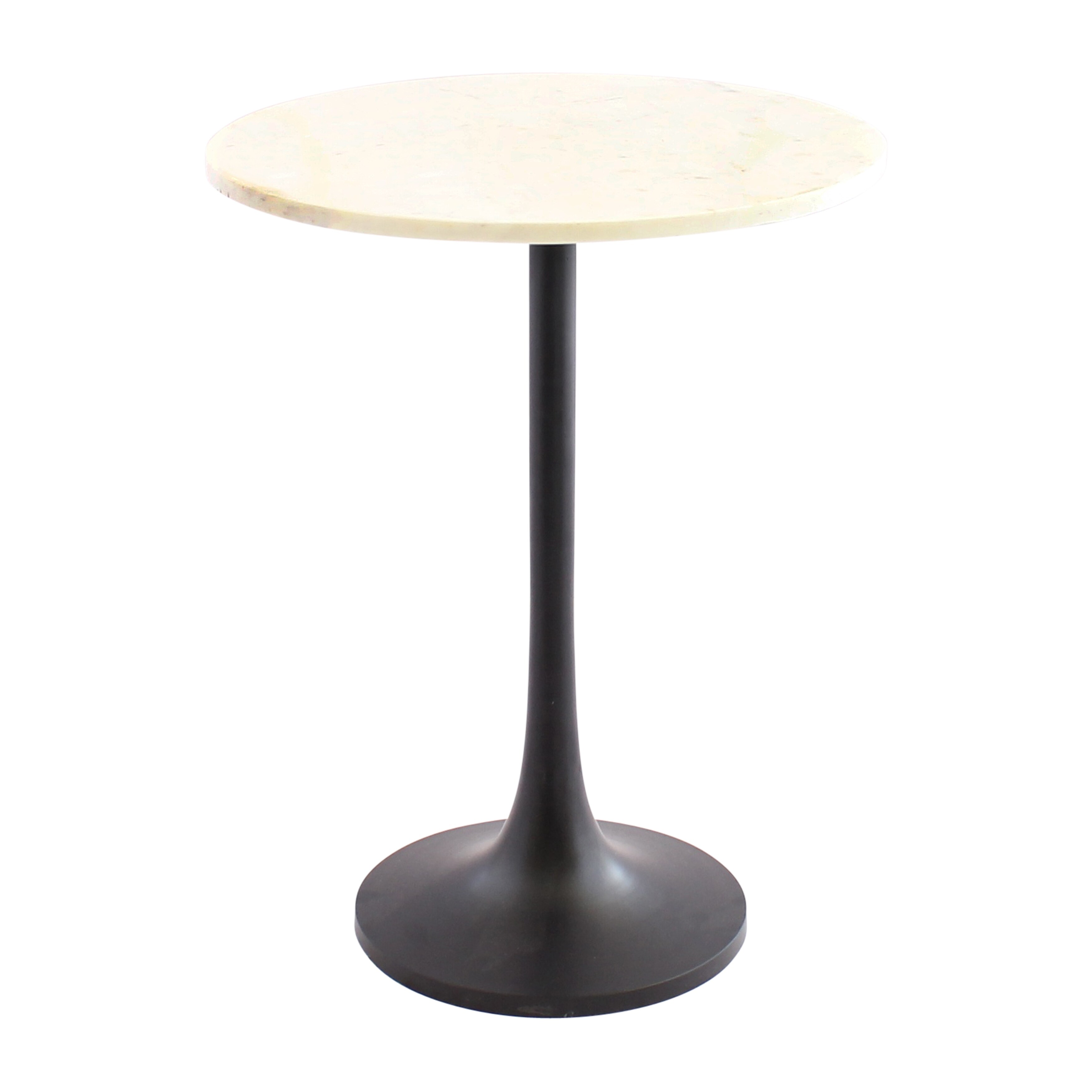 Metal, marble, 23"h Accent Table, Black 23.0"H - 18.0" x 18.0" x 23.0"