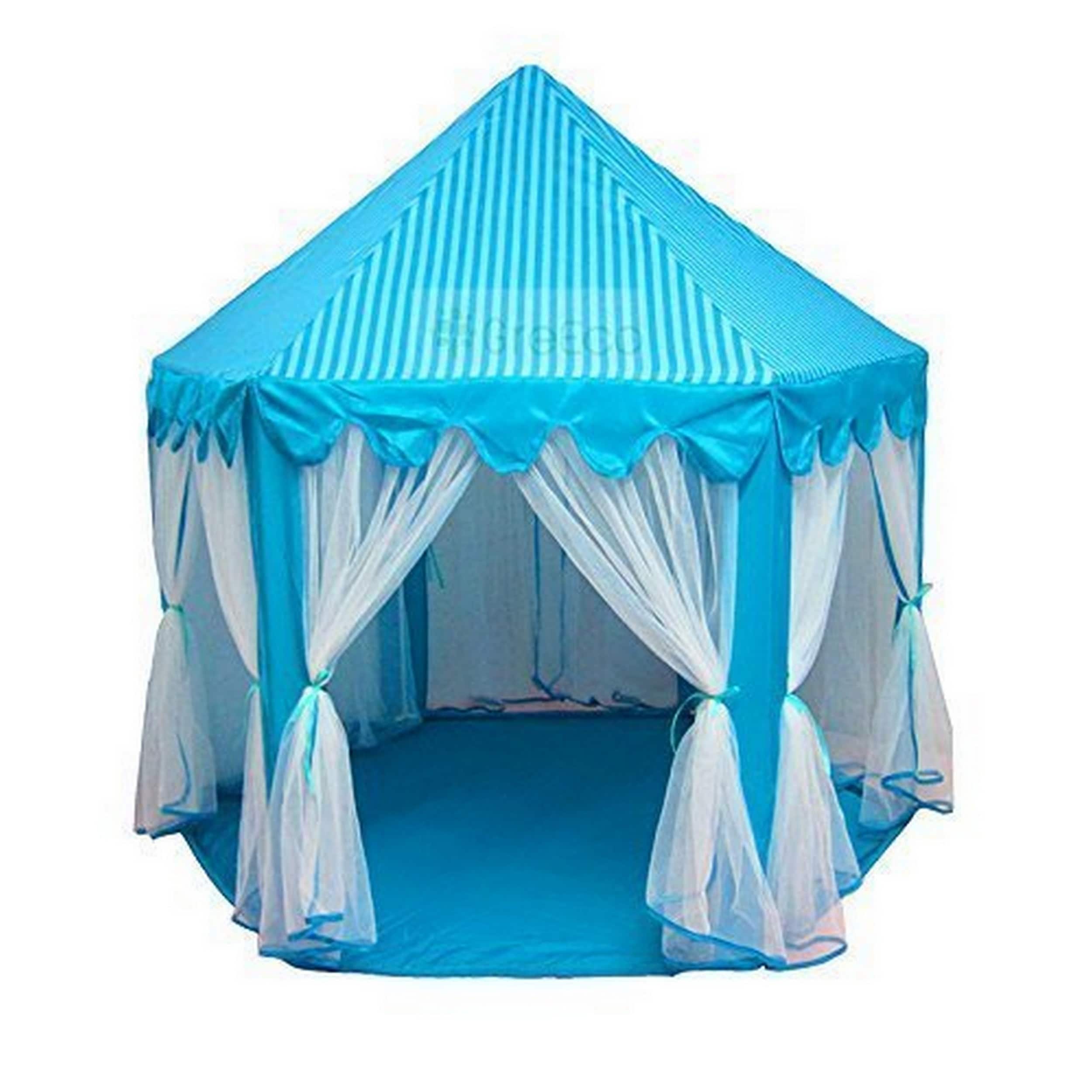 55'' x 53'' Girls Large Princess Castle Play Tent with Star Lights - Blue_3pc