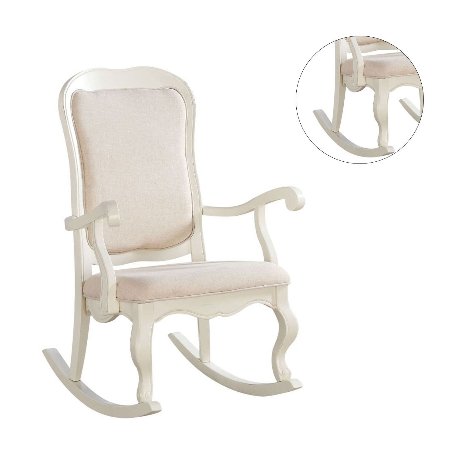 Fabric Rocking Chair in Antique White