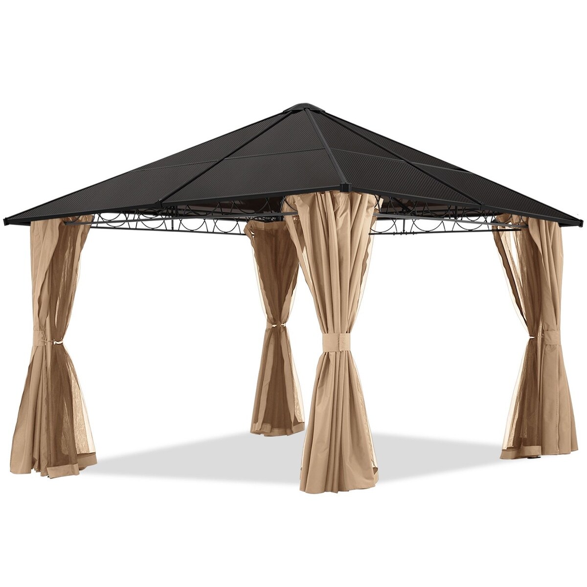 ABCCANOPY Hardtop Patio Gazebo Steel Frame with Privacy Curtains
