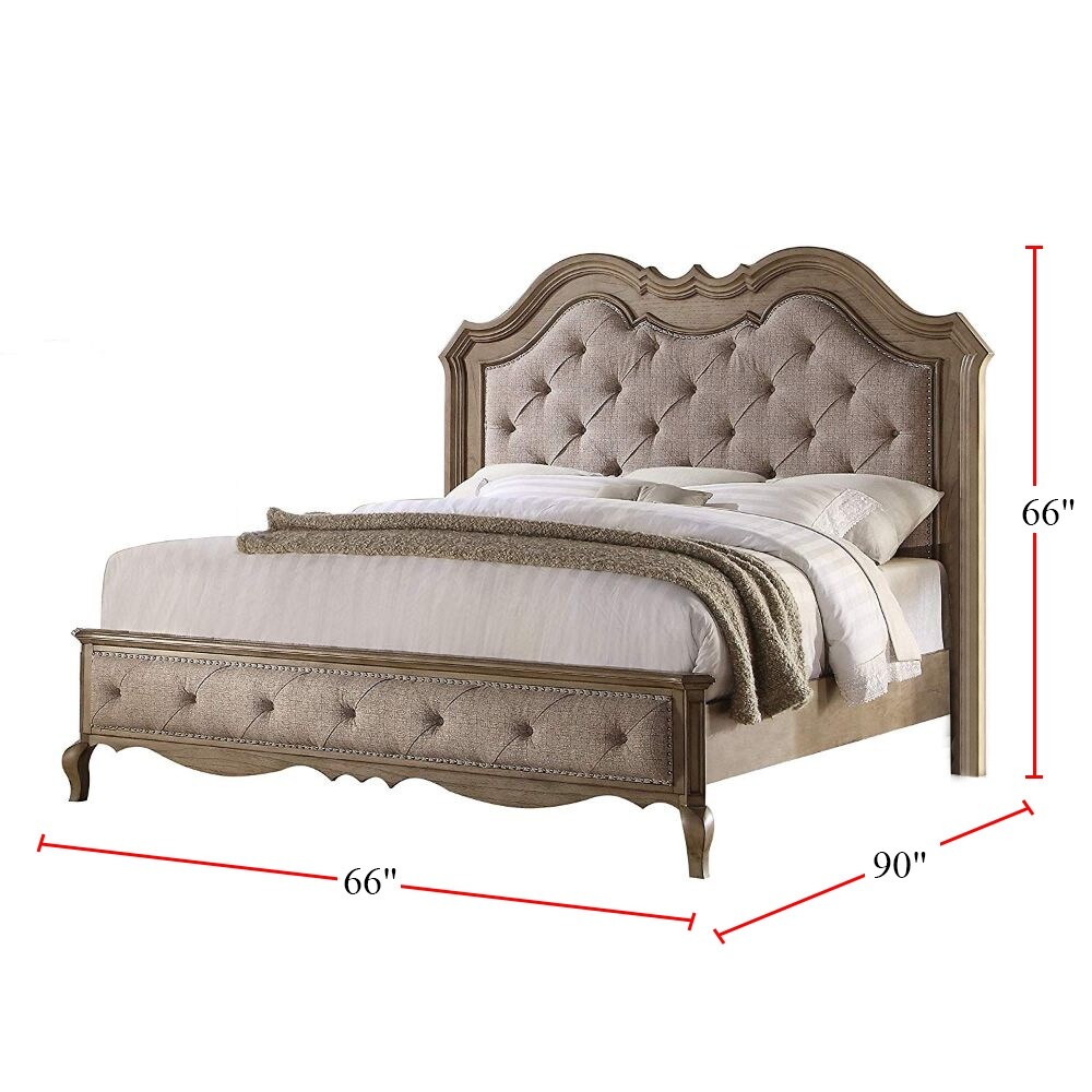 Beige Fabric/Antique Taupe Bed - King