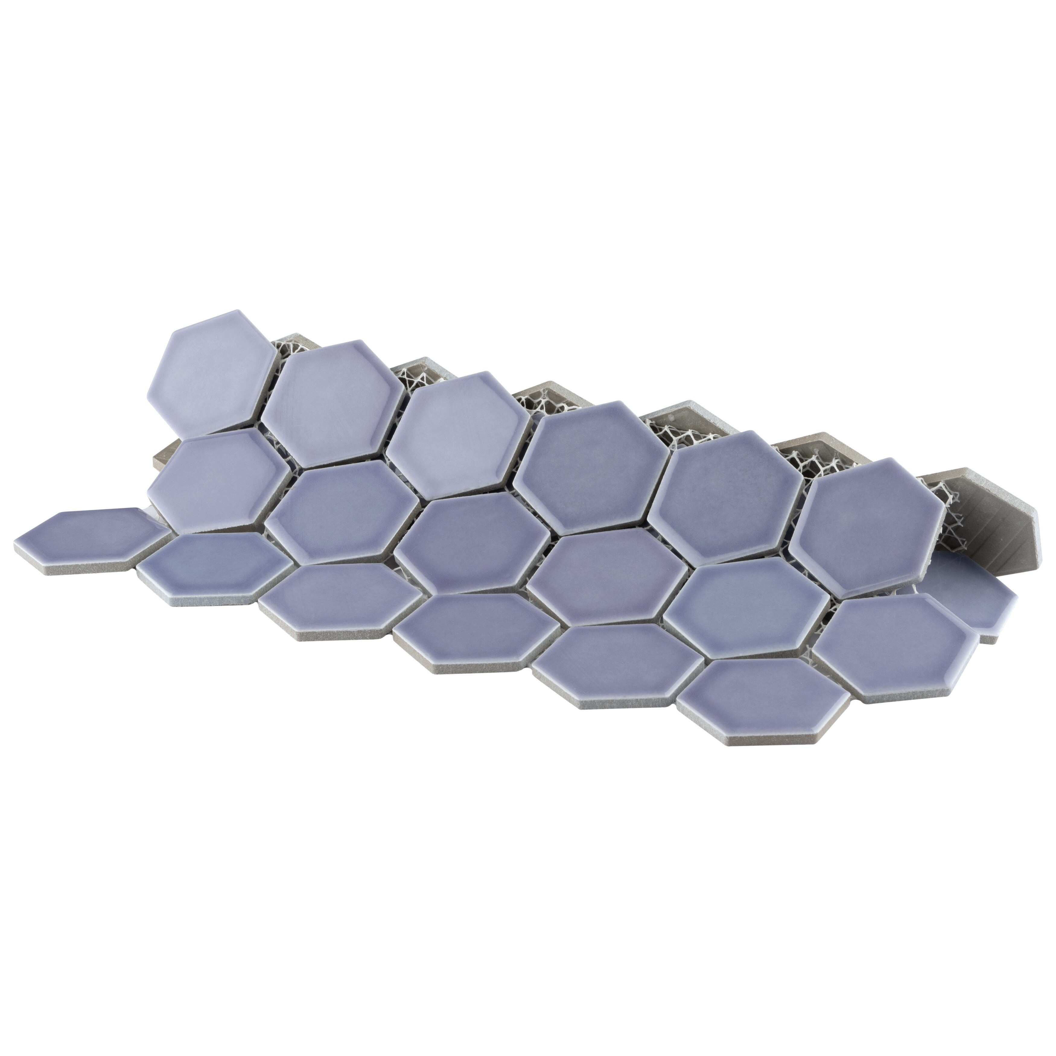 Merola Tile Hudson Due Hex 2" Lavender 12-1/2" x 11-1/4" Porcelain Mosaic Tile