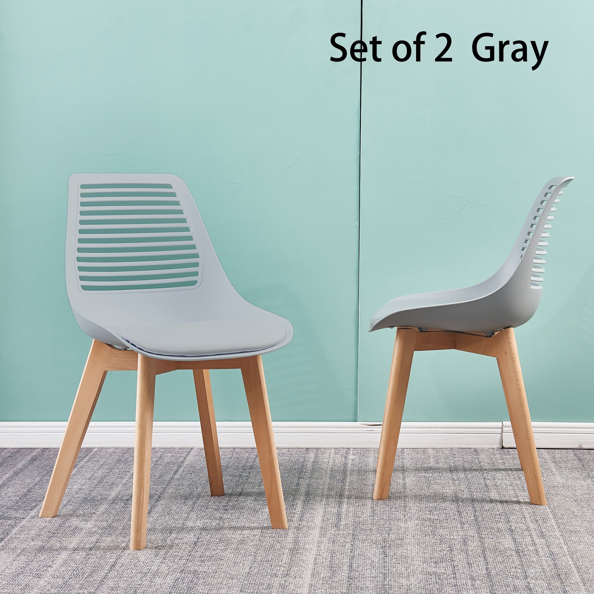 Solid Wood Wood Outdoor Dining Chair (Set of 2) - Grey
