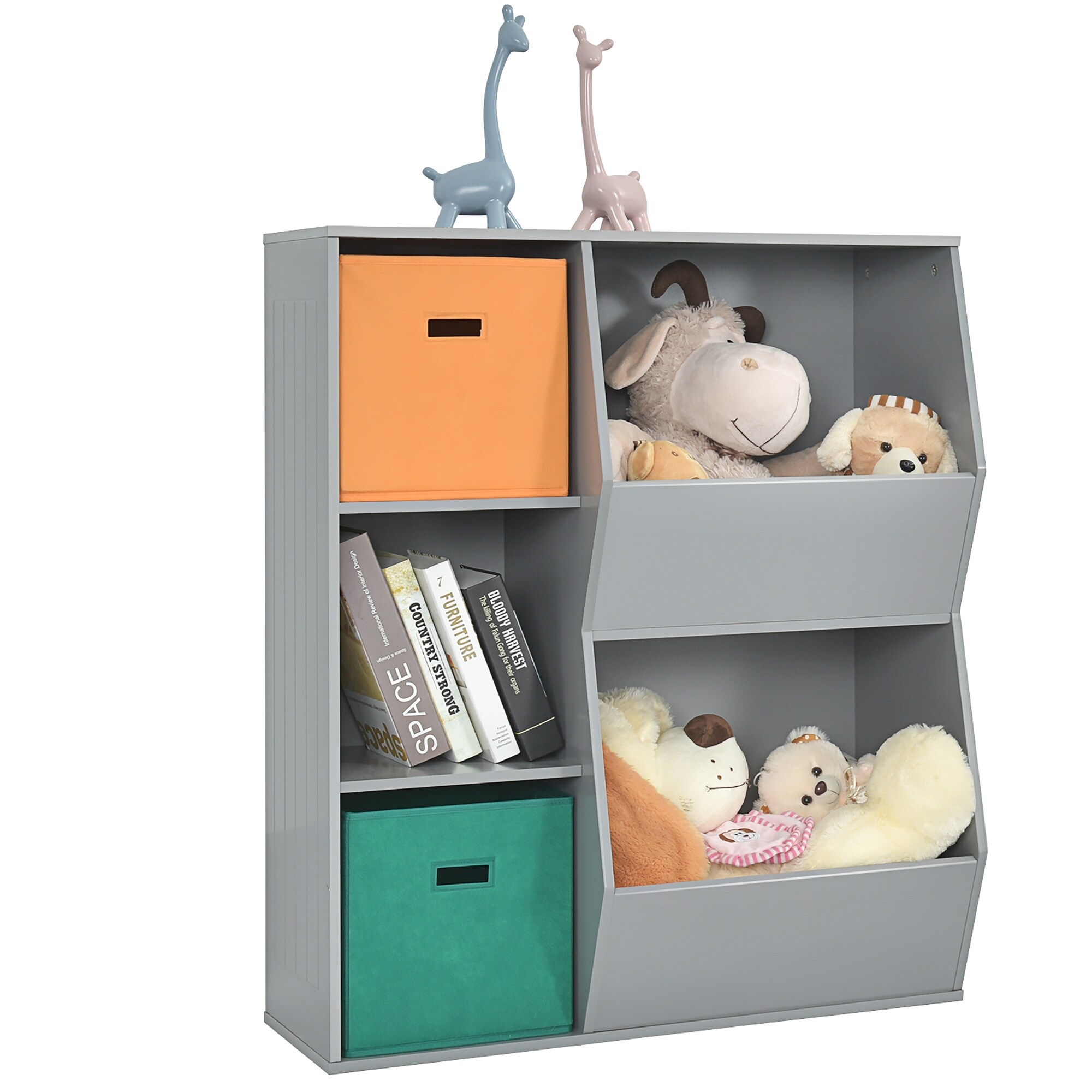 Costway Kids Toy Storage Cubby Bin Floor Cabinet Shelf Organizer w/2 - See details