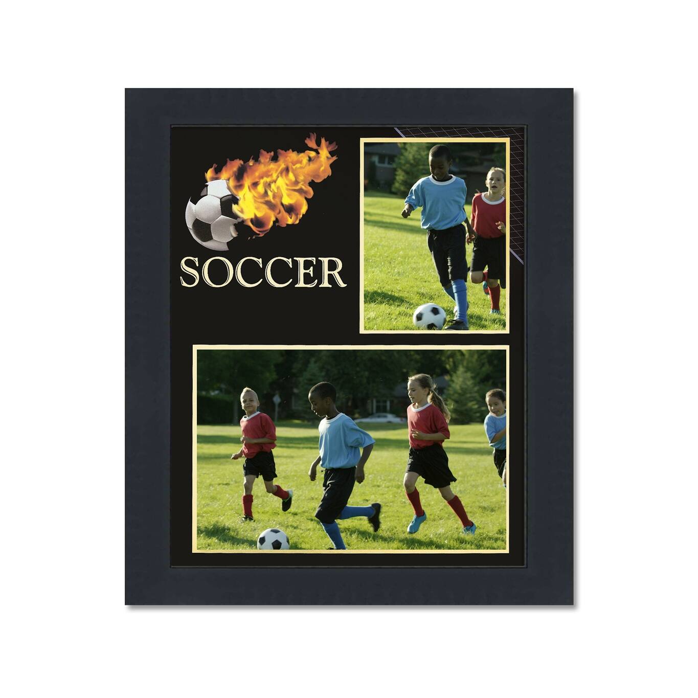 Black Wood Frames with Sports Mat Inserts for School and Team Photos