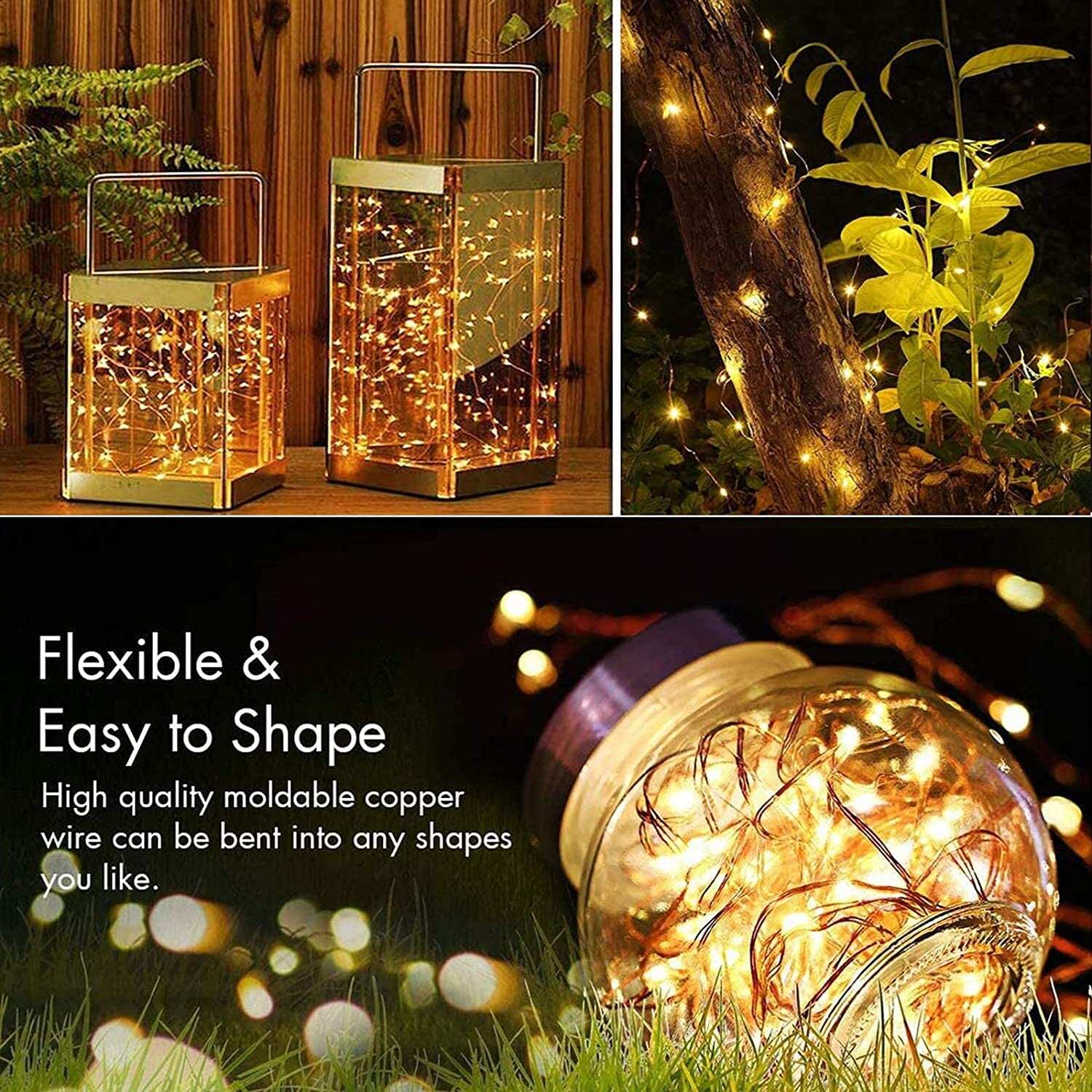 100LED 33FT Fairy String Lights USB&Battery Operated - Yellow