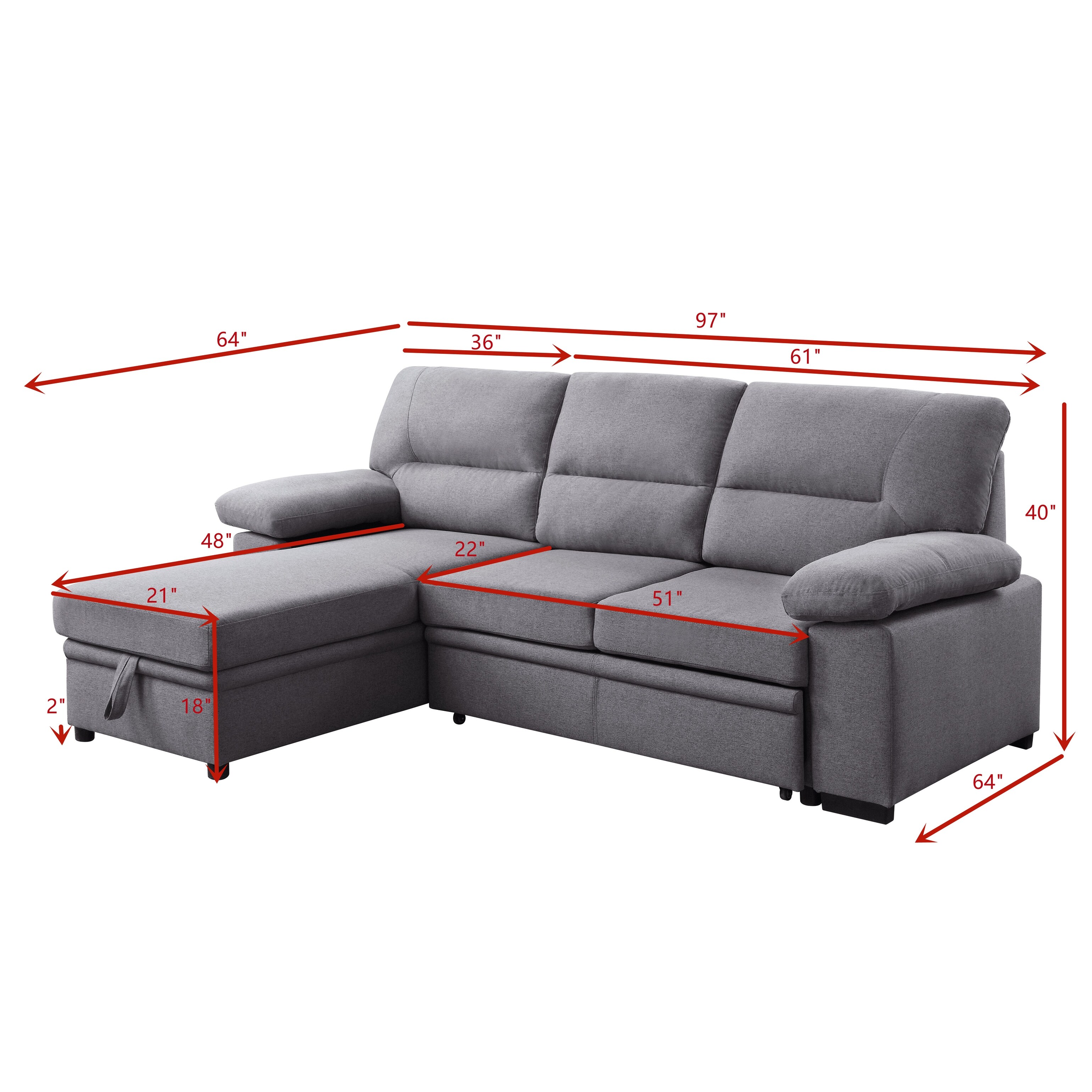 Reversible Storage Sleeper Sectional Sofa