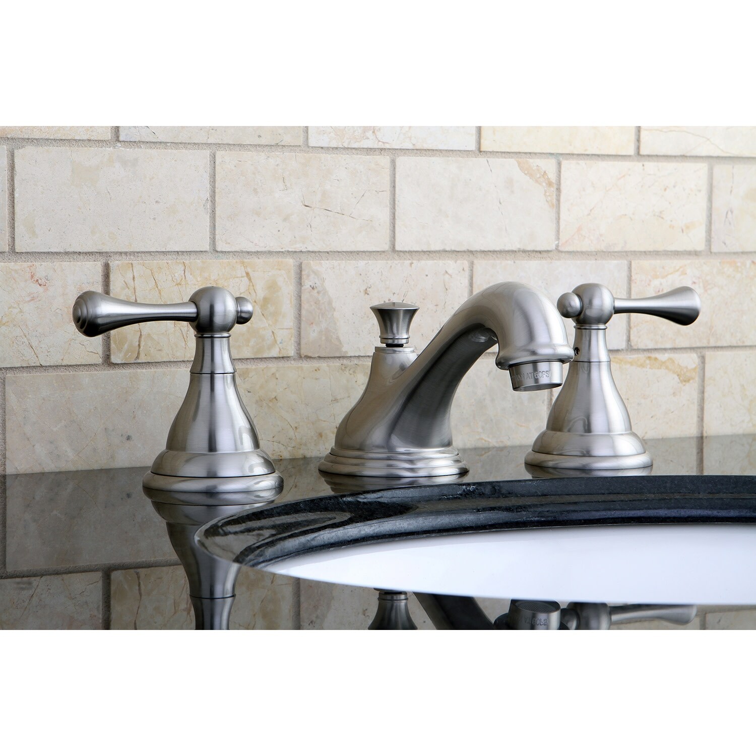 Kingston Brass Deck Mount Widespread Bathroom Faucet with Brass Pop-Up