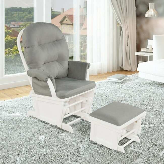 Baby Nursery Relax Rocker Rocking Chair Set-Light Gray - 29.5" x 26" x 40" (L x W x H)