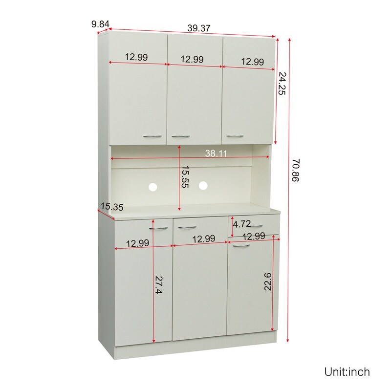 70.87" Kitchen Cabinet, with 6-Doors,Shelves and 1-Drawer