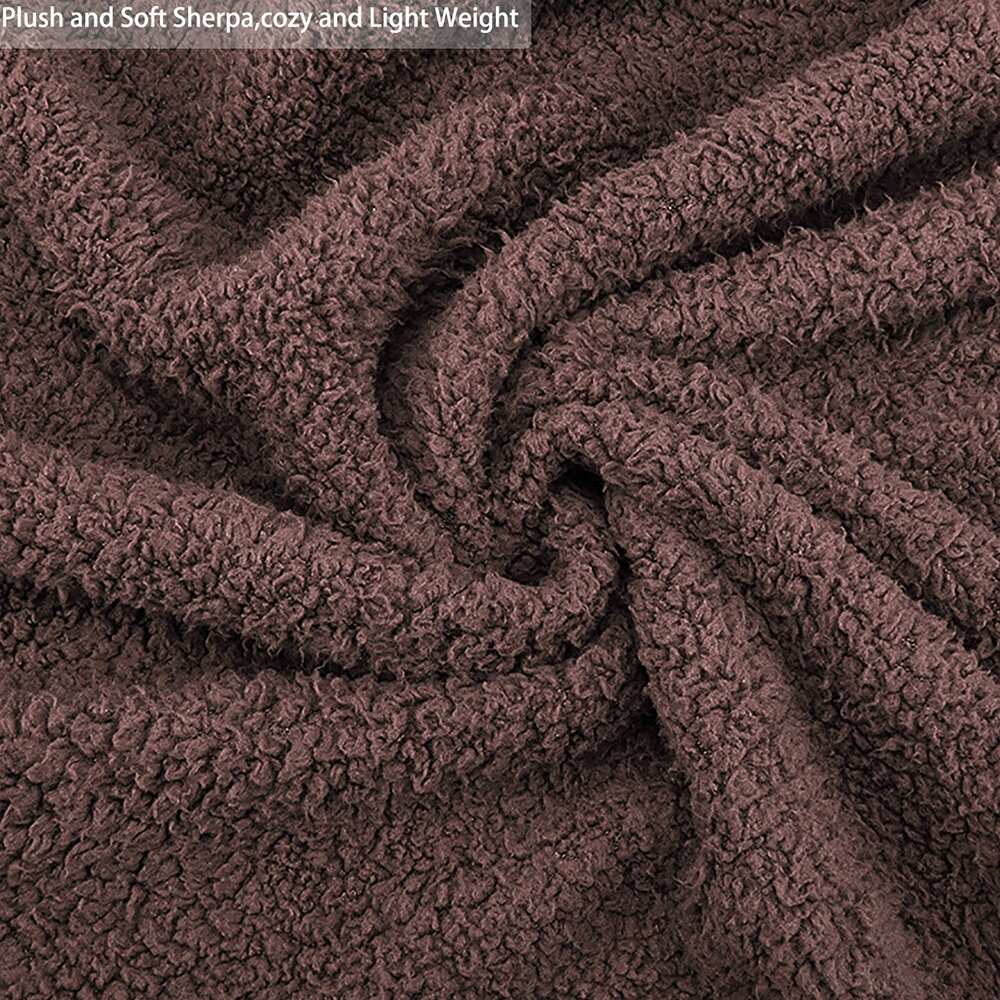 Soft Fuzzy Warm Cozy Blanket Fluffy Sherpa Fleece Throw Brown