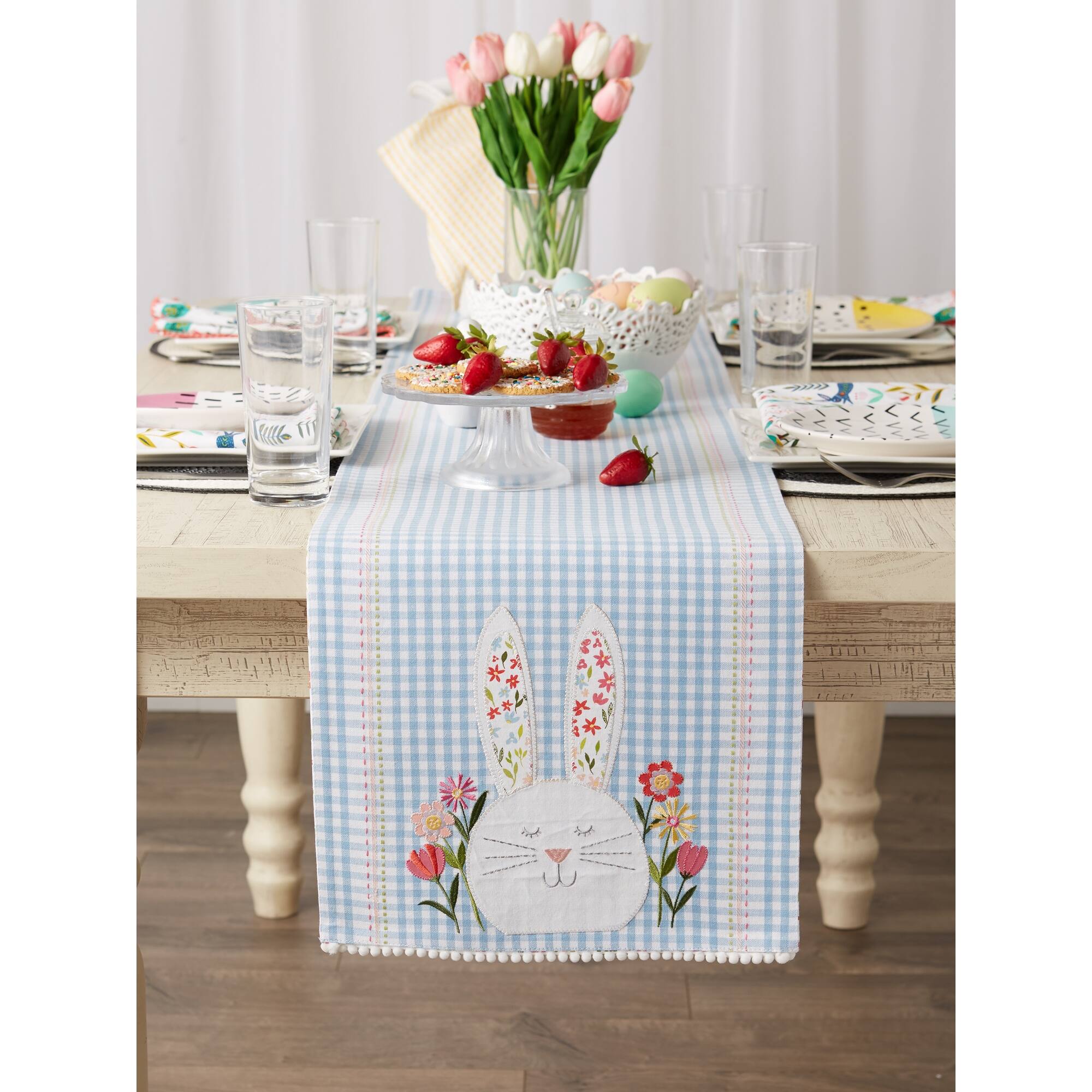 DII Happy Bunny Reversible Table Runner 14x72 inch