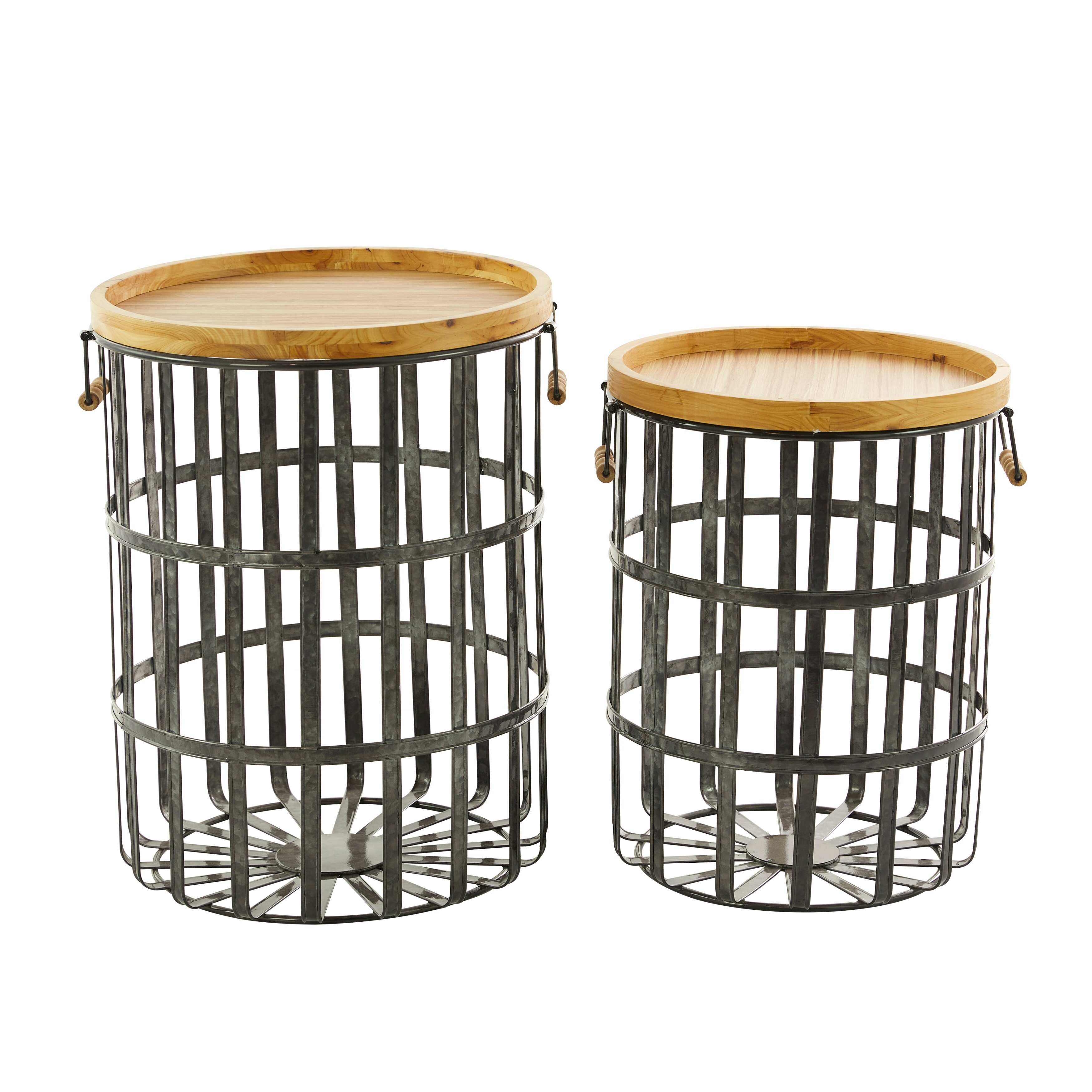 Brown Metal Modern Storage Basket (Set of 2) - S/2 24", 21"H