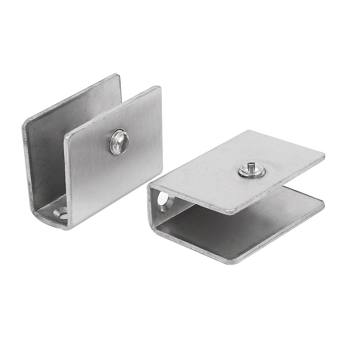 10mm-12mm Thickness Stainless Steel Rectangle Glass Shelf Clamp Clip Holder 4pcs - Silver Tone