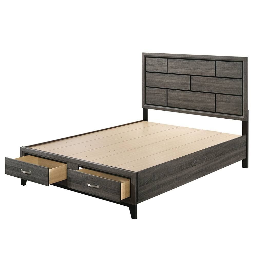 King Bed with Storage Weathered Gray