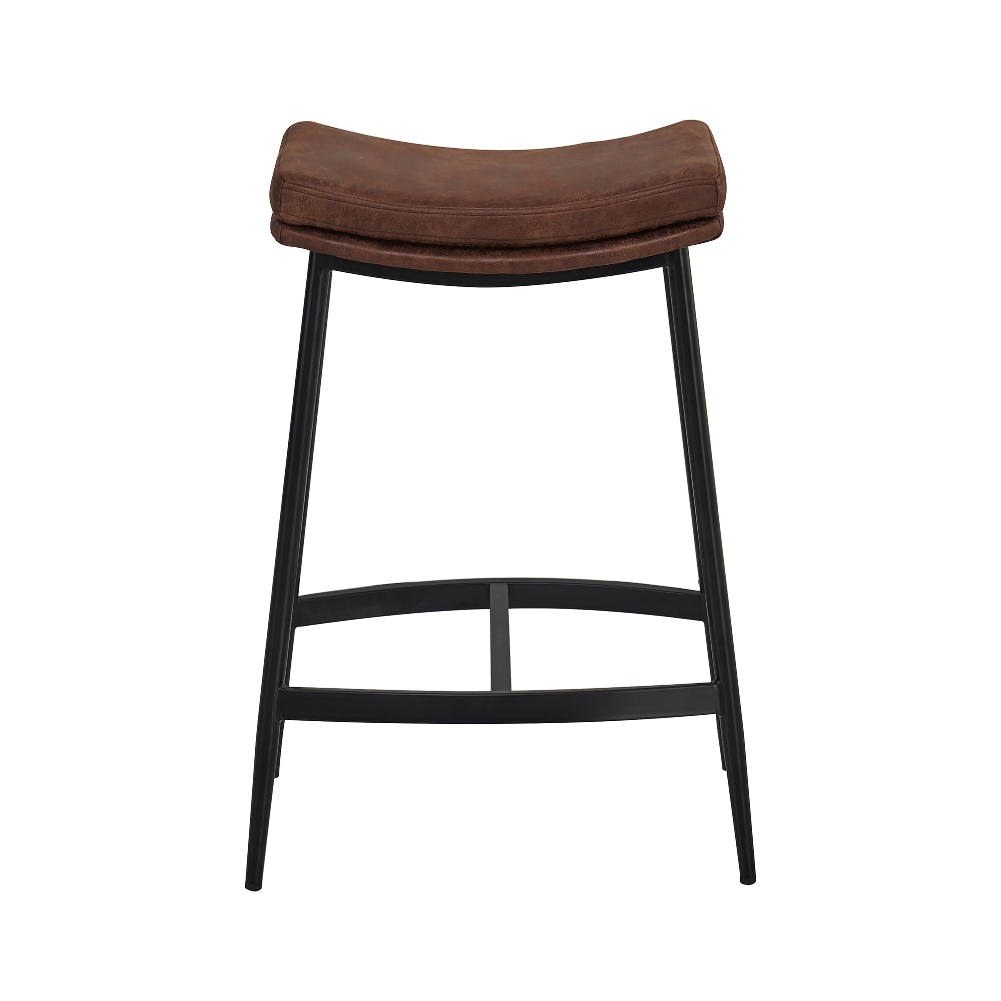 Nathan James Arlo Modern Backless Upholstered Kitchen Counter Bar Stool with Saddle Seat and Metal Base