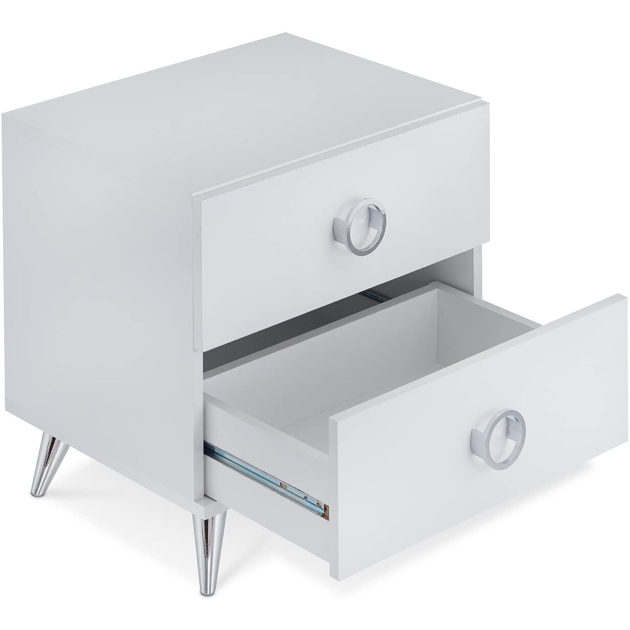 Nightstand with 2 Drawers, White