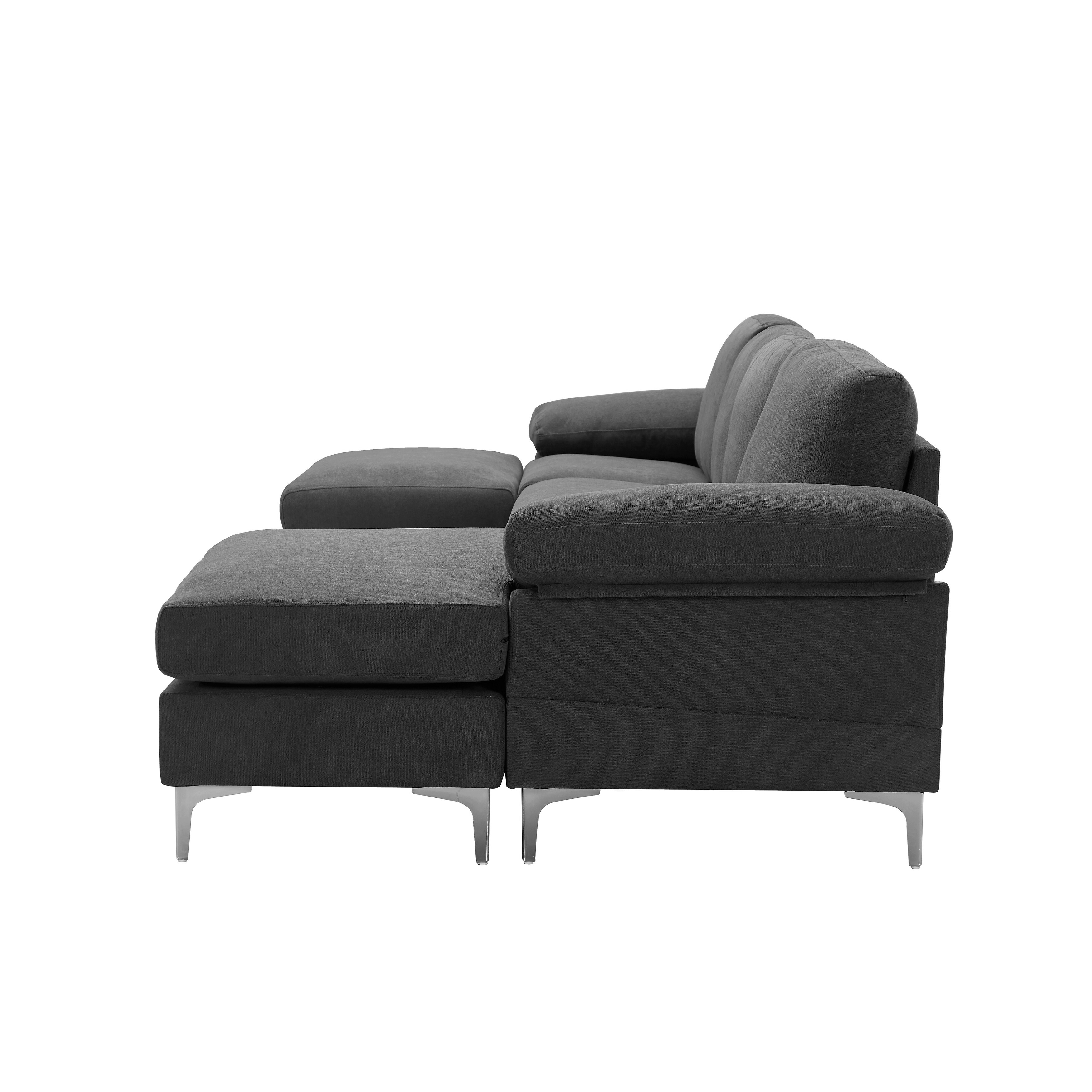 Convertible Symmetrical Sectional Sofa Fabric - Navy Blue