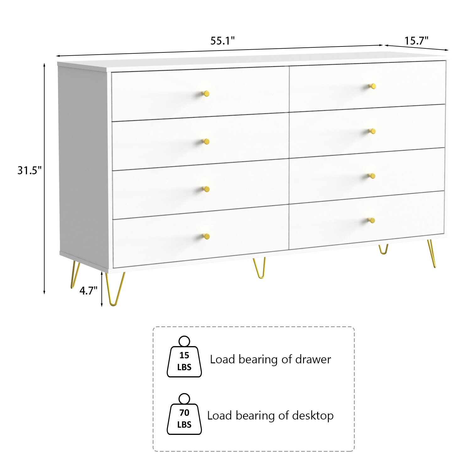 Modern Sideboard Serving Buffet Storage Cabinet Cupboard with 8 Drawer