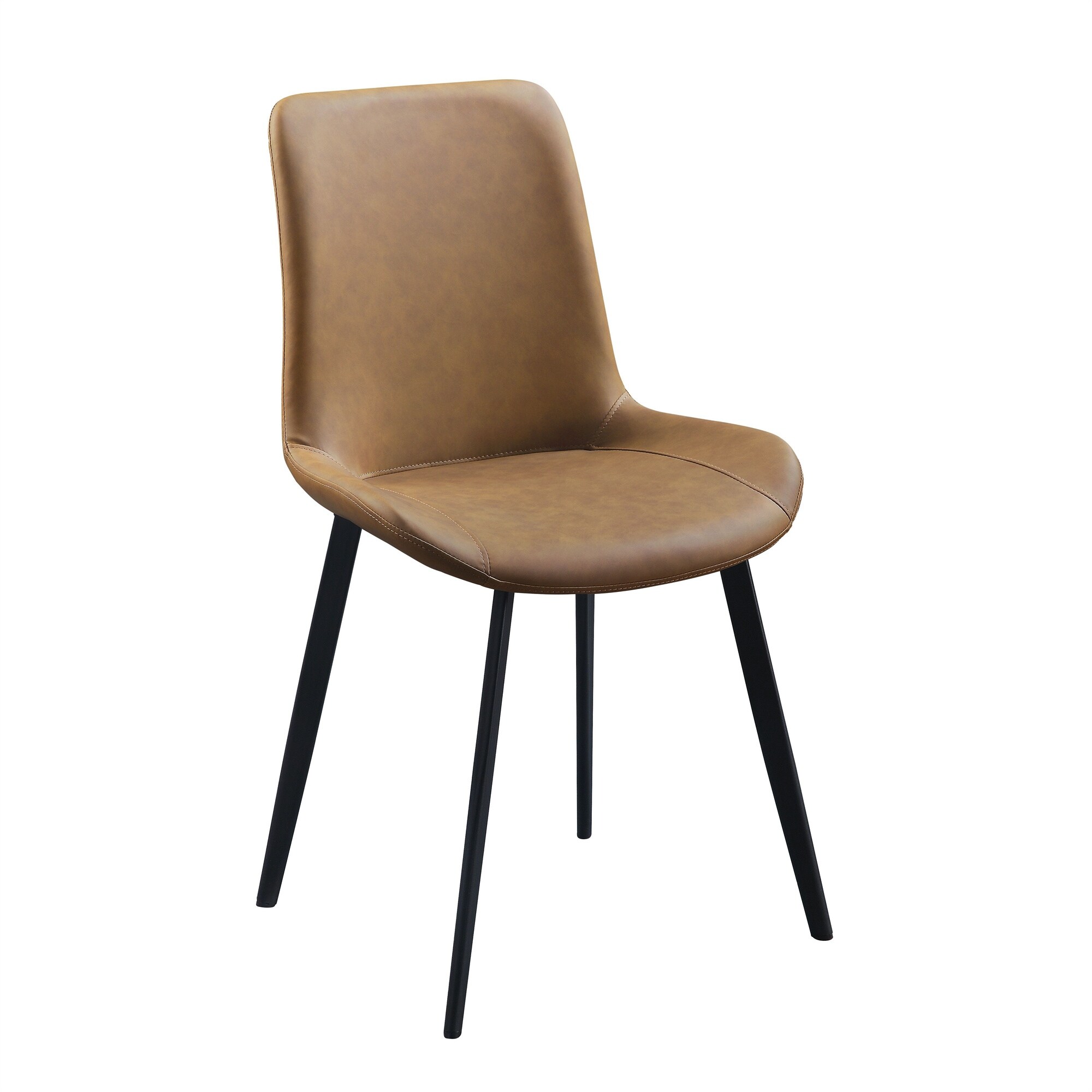Side Chair 2 piece in Brown PU,Parsons-style ,distressed-wooden effect