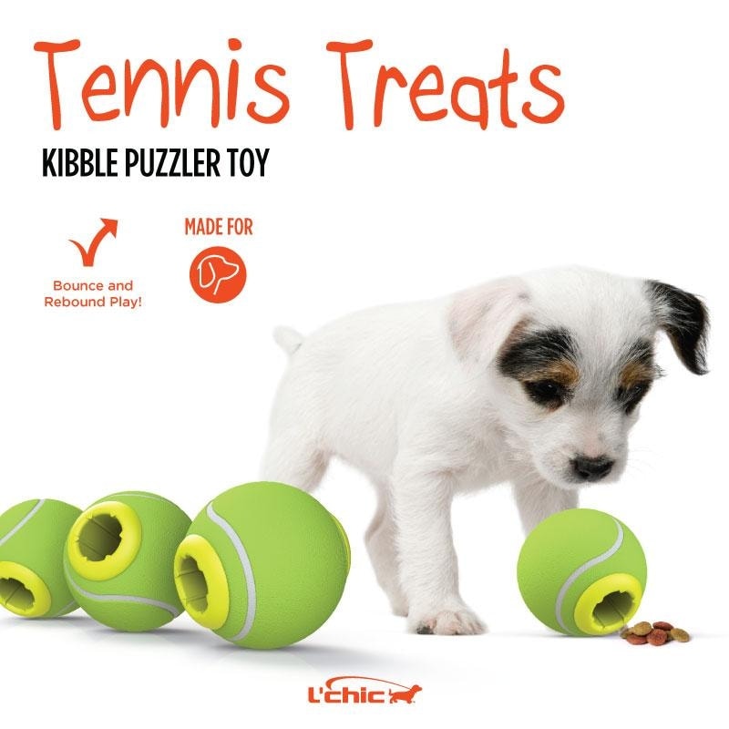 Tennis Ball Dog Treat Toy, Kibble Puzzler Toy with 3 tennis balls