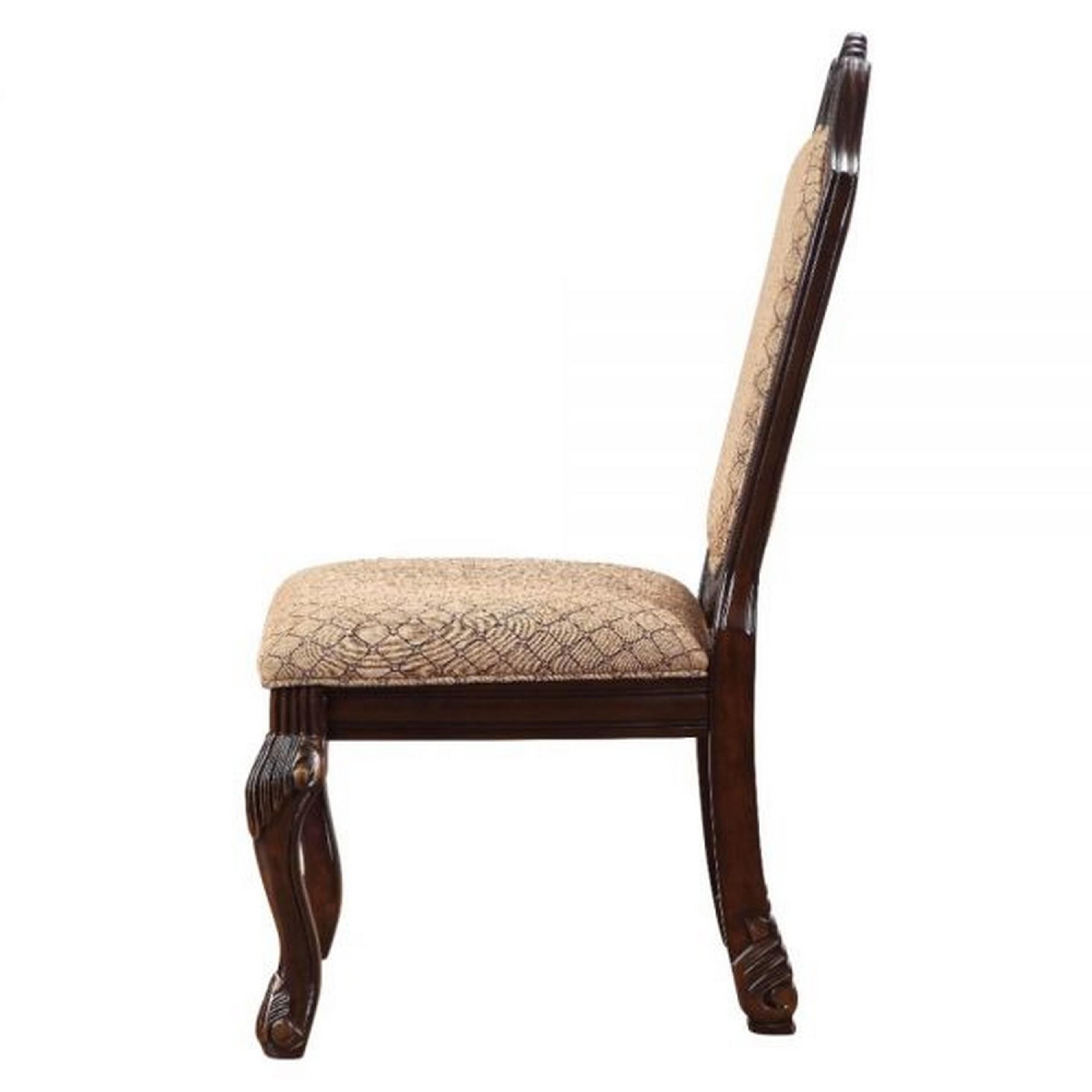 Side Chair with Padded Seating and Cabriole Legs, Set of 2, Brown