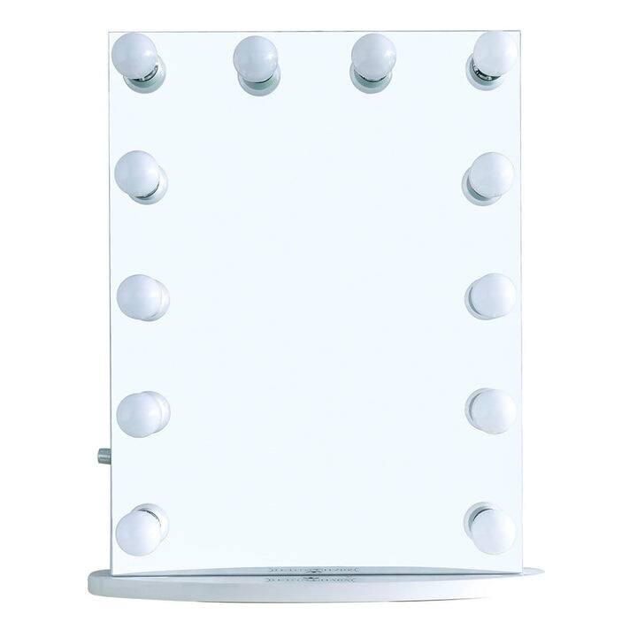 ReignCharm Hollywood Vanity Mirror, 12-LED Bulbs , Dual Outlets & USB, 22"W x 29"H - White
