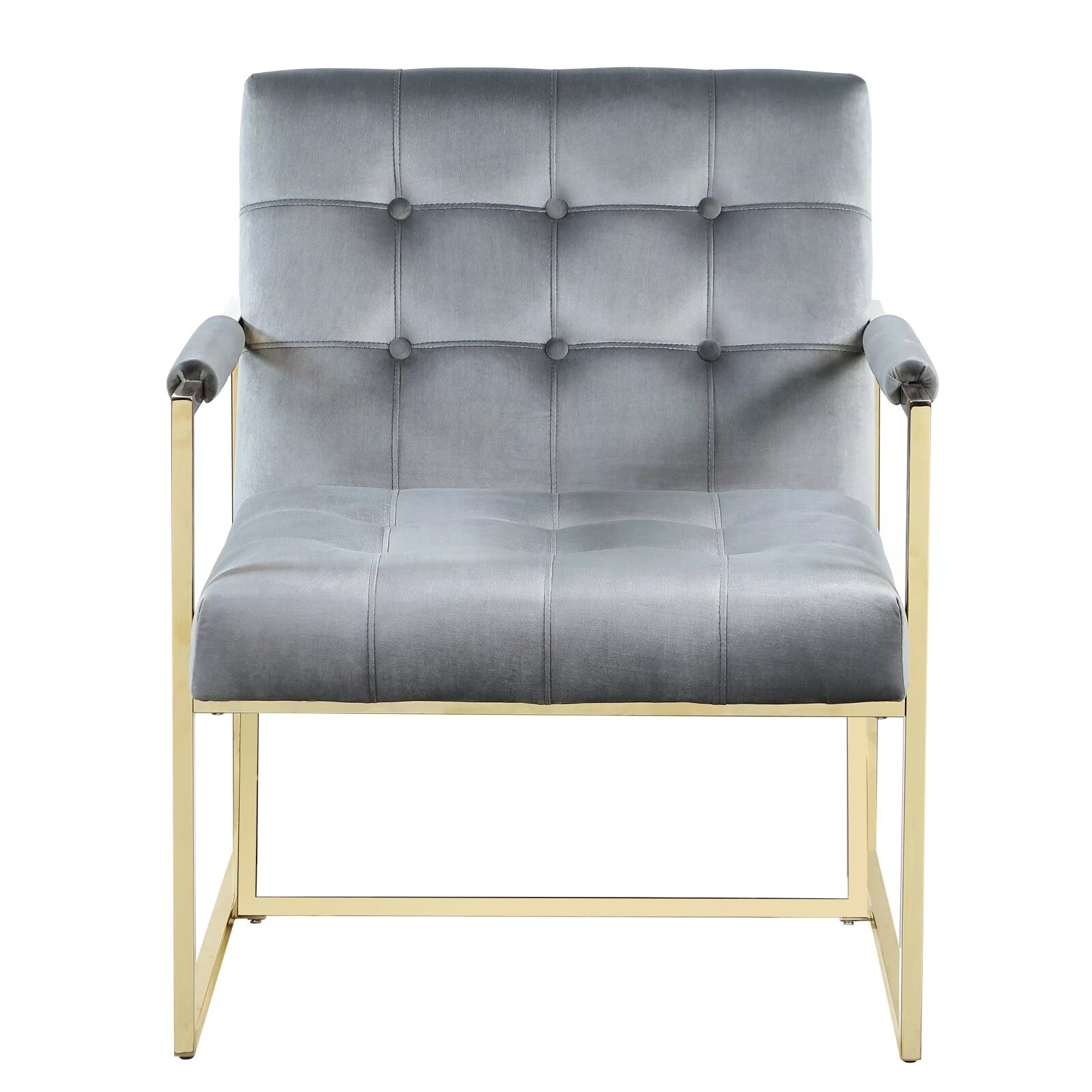 Modern Single Sofa Chair, Upholstered Accent Living Room Chair, Comfy Armchair with Golden Metal Legs