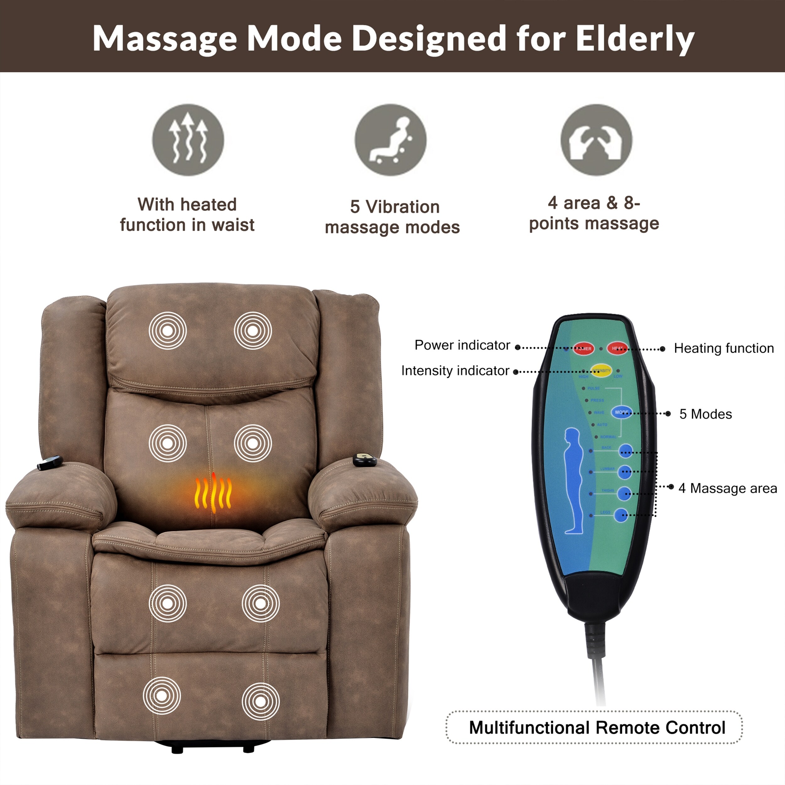 Berna Power Lift Recliner Chair with Massage Function