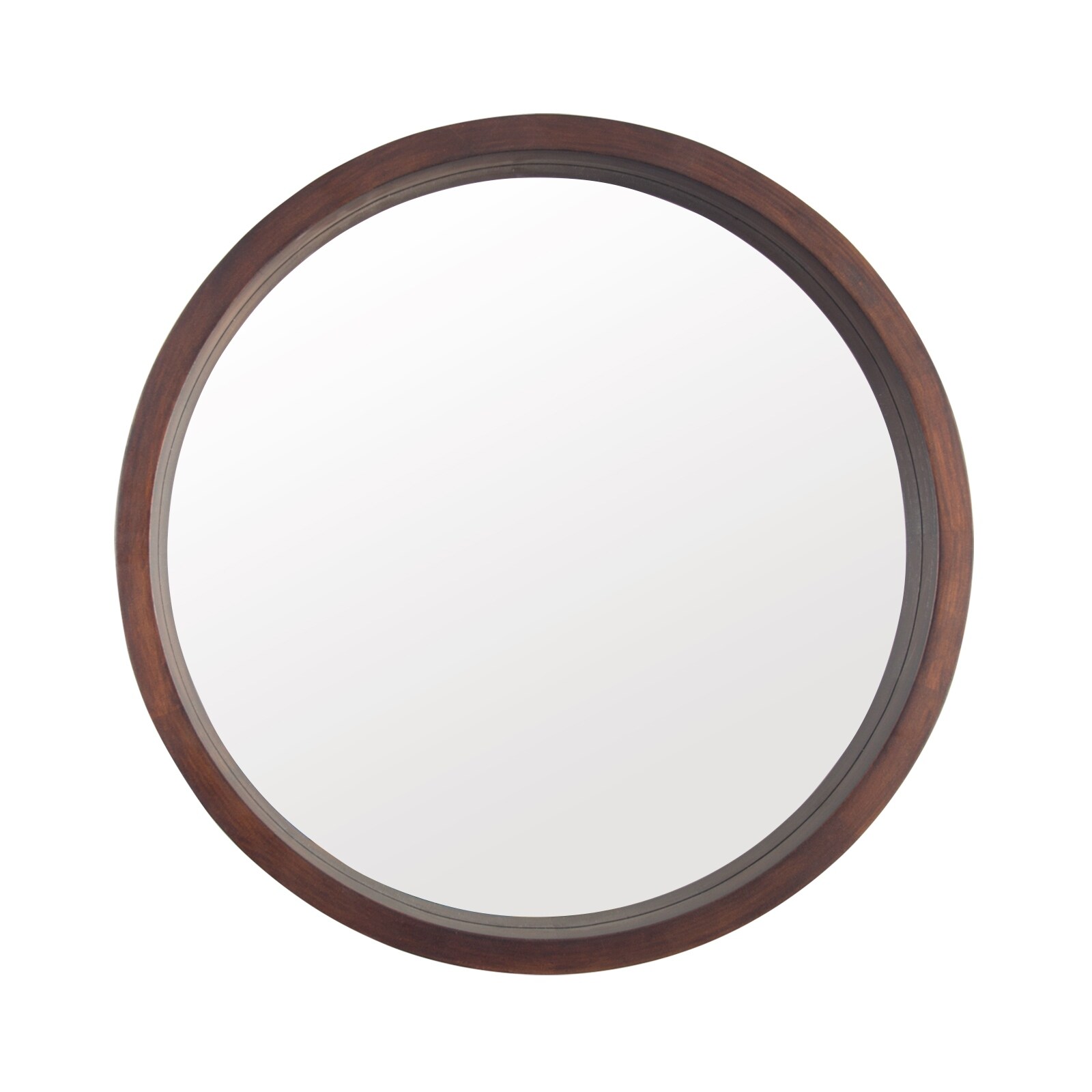 24"Circle Mirror with Wood Frame for Bathroom Living Room Bedroom