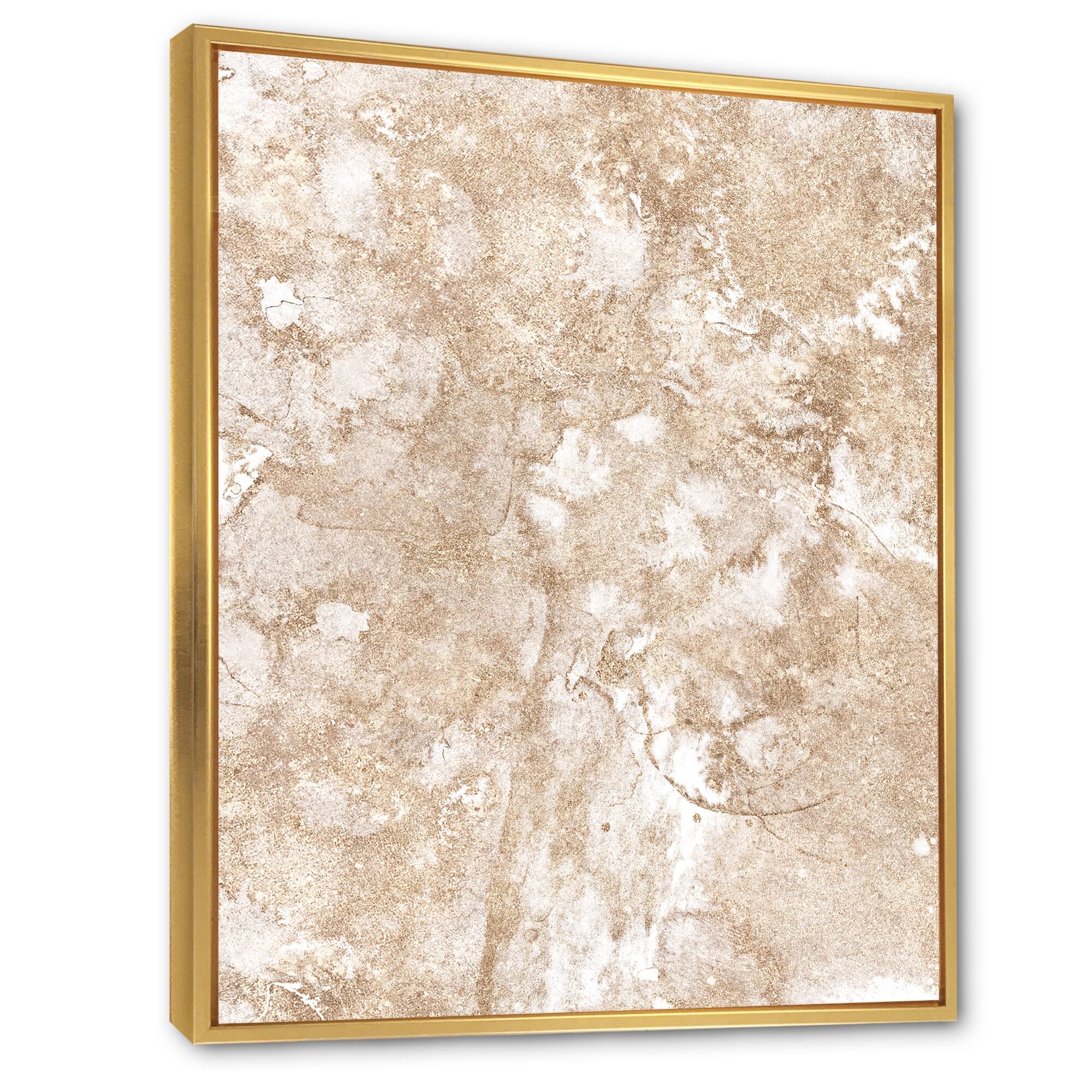 Designart "Marble And Gold Abstract" Modern Framed Canvas Wall Art Print
