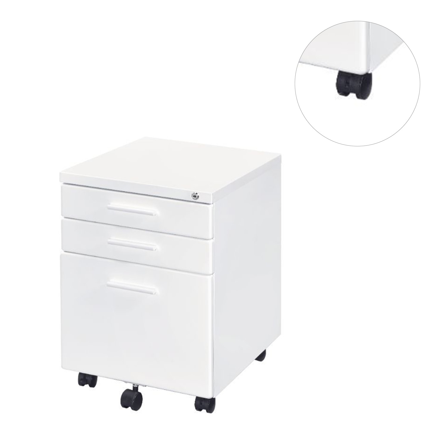 Wooden File Cabinet with 3 Drawers - Black