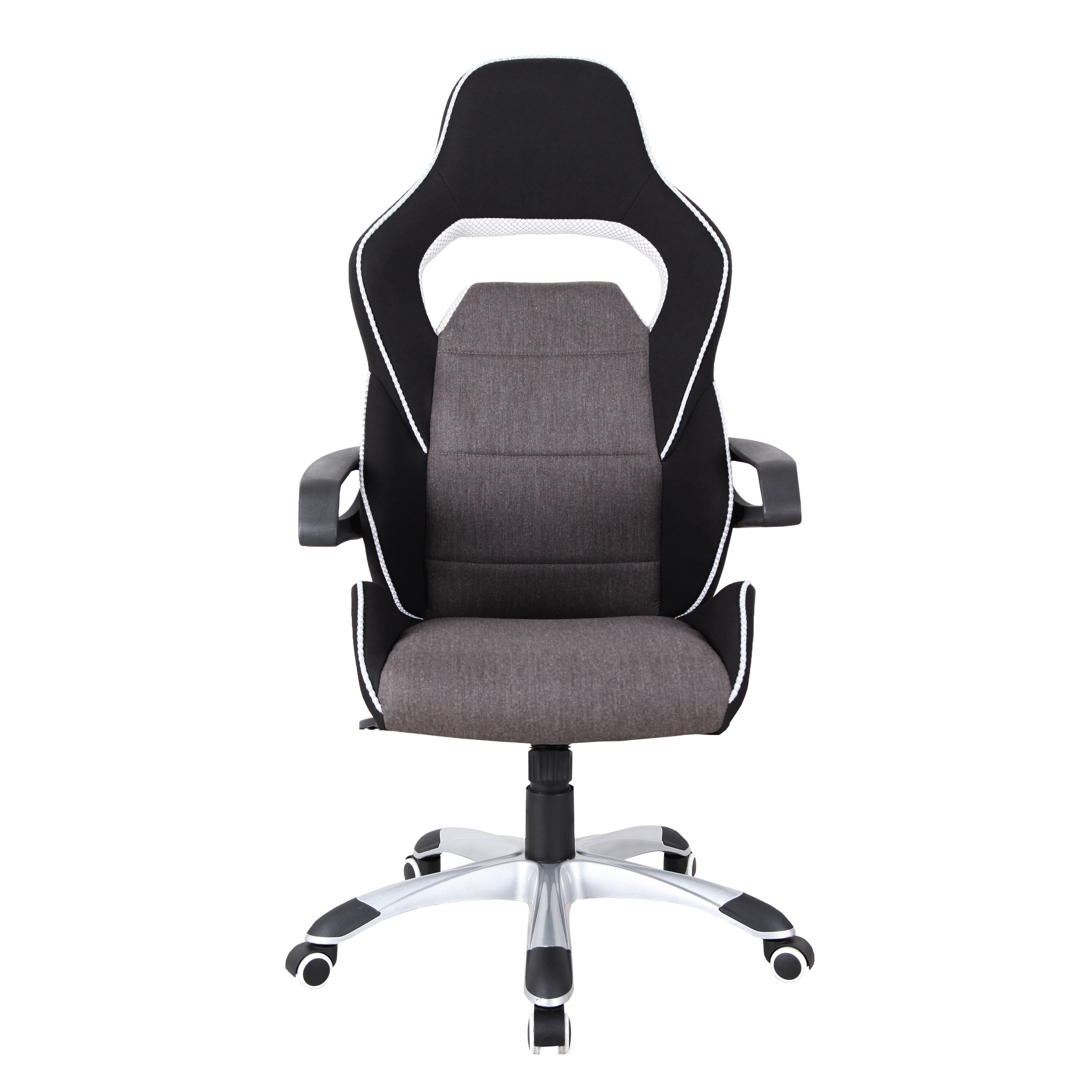 Global Pronex Mobili Ergonomic Upholstered Racing Style Home & Office Chair, Grey/Black