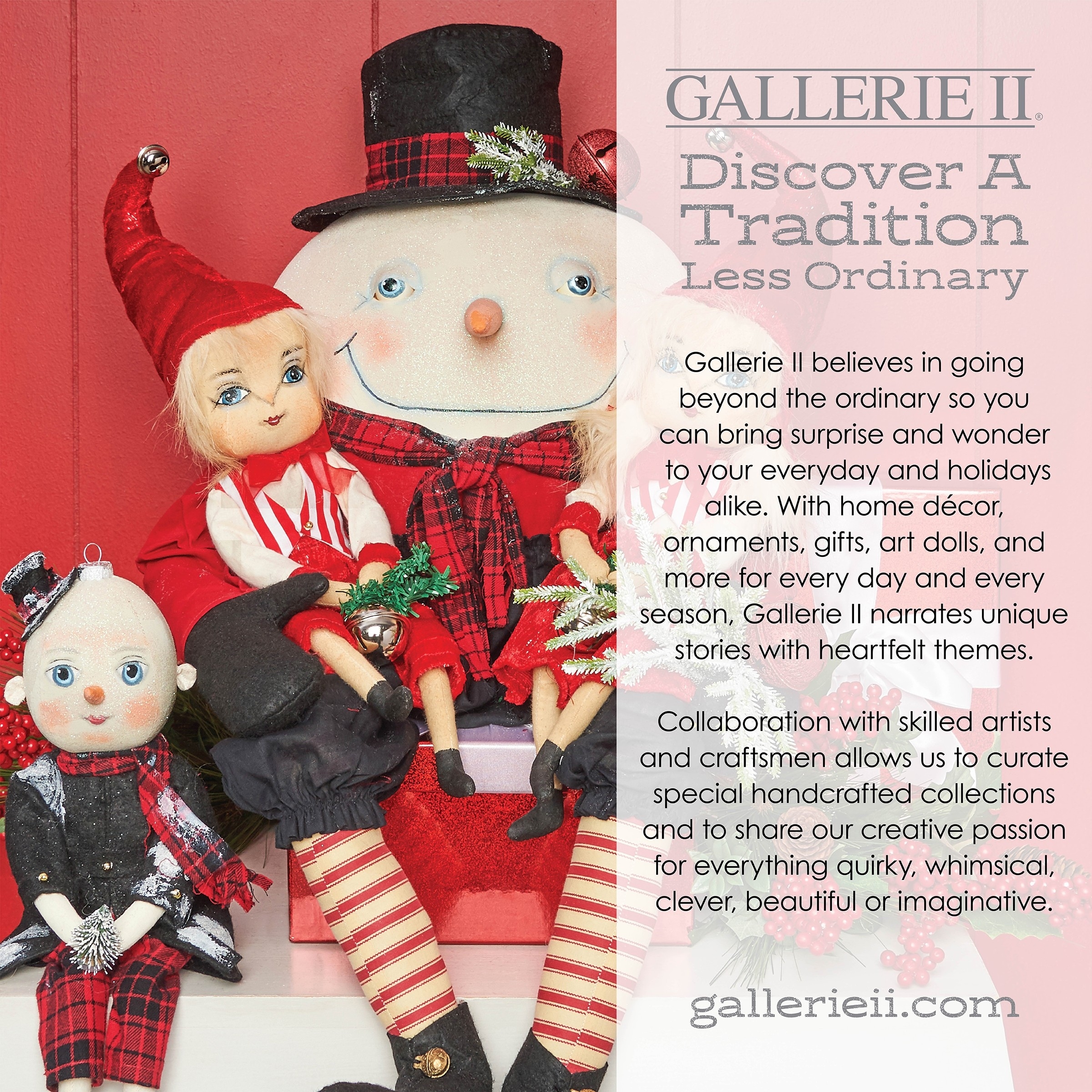 Jules Santa Art Doll Christmas Holiday Xmas Art Doll Decor Decoration - Red