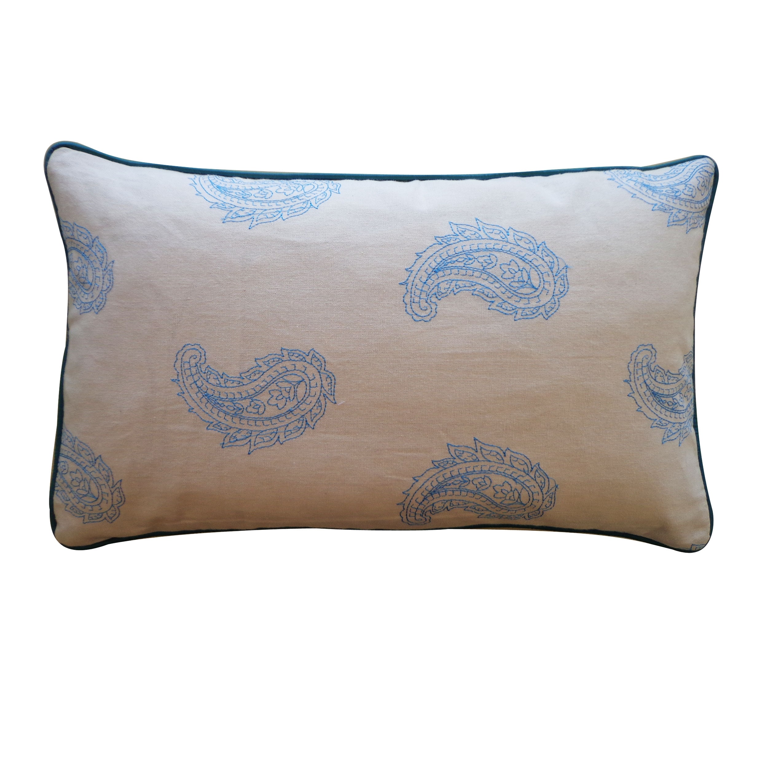 Jiti Indoor Nautical & Coastal Paisley Patterned Cotton Accent Rectangle Lumbar Pillow 12 x 20