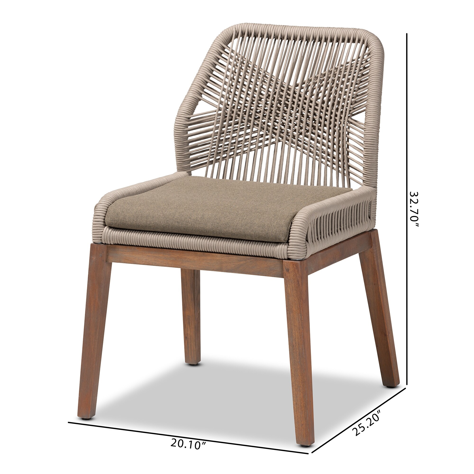 Jennifer Transitional Woven Rope Mahogany Dining Side Chair-Grey
