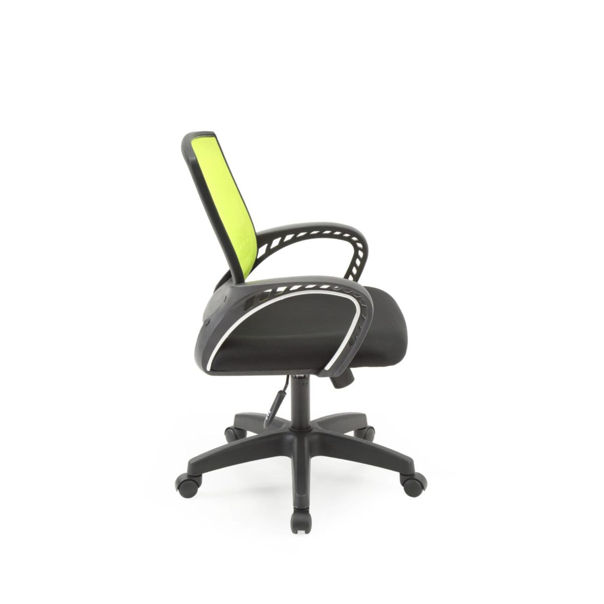 38" Green and Black Adjustable Swiveling Office Chair with Padded Seat