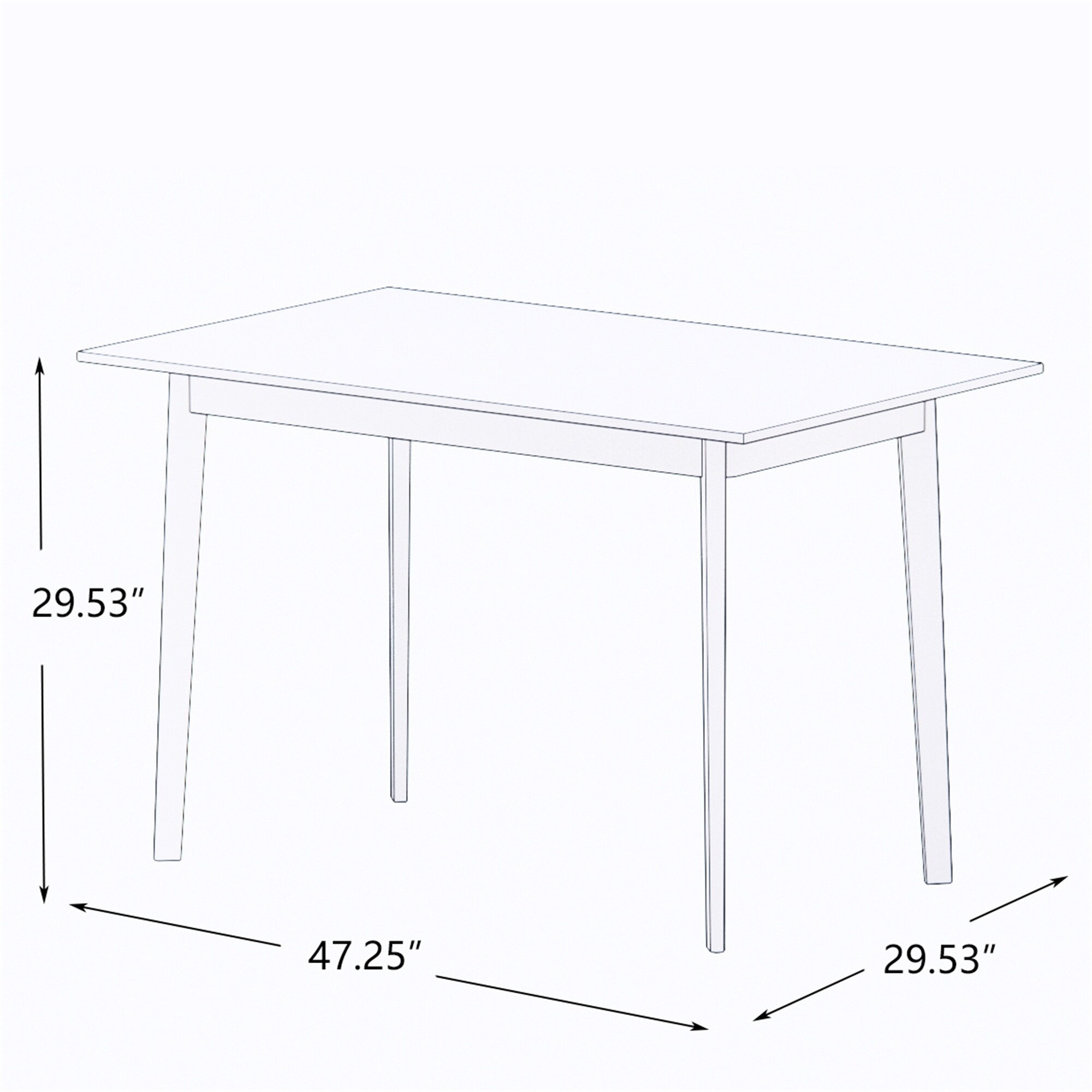 Dining Table for Kitchen, Rectangular Table with Solid Wood Leg, White